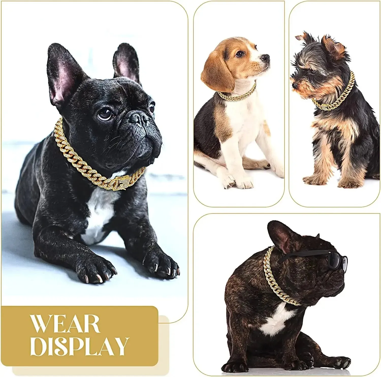 Luxury Gold Dog Chain Collar Cuban Link Choke Collar for All Pets