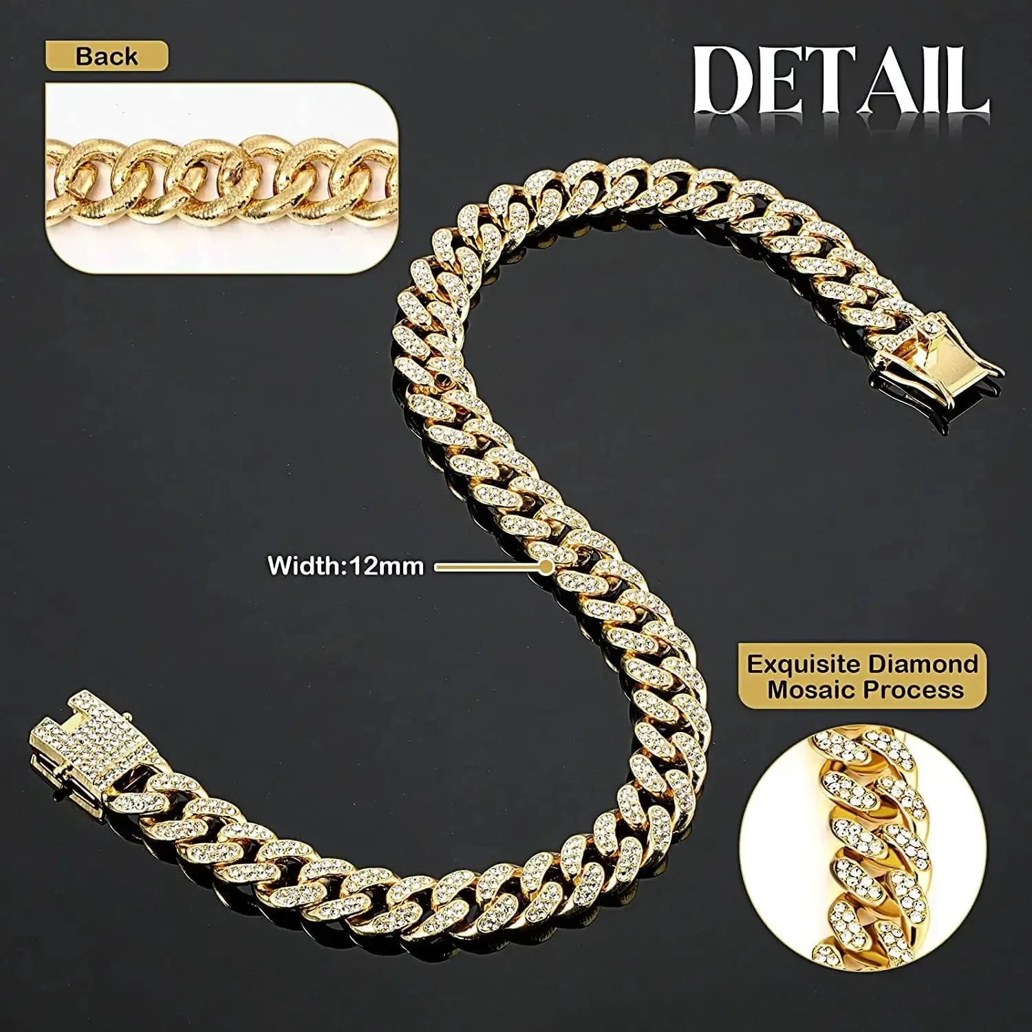 Luxury Gold Dog Chain Collar Cuban Link Choke Collar for All Pets