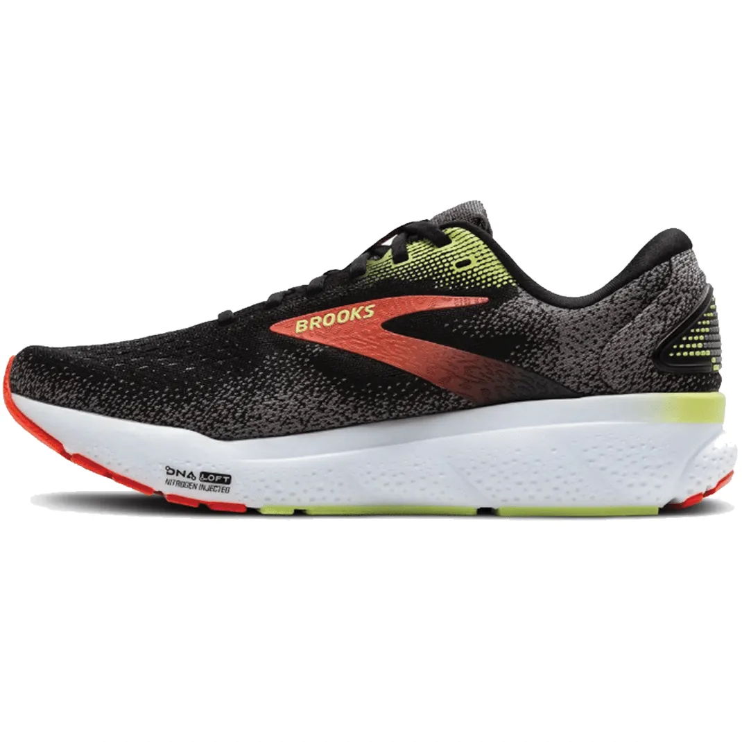 Men's Brooks Ghost 16 - AW24 - Black/Manderin Red/Green (Wide 2E Width)