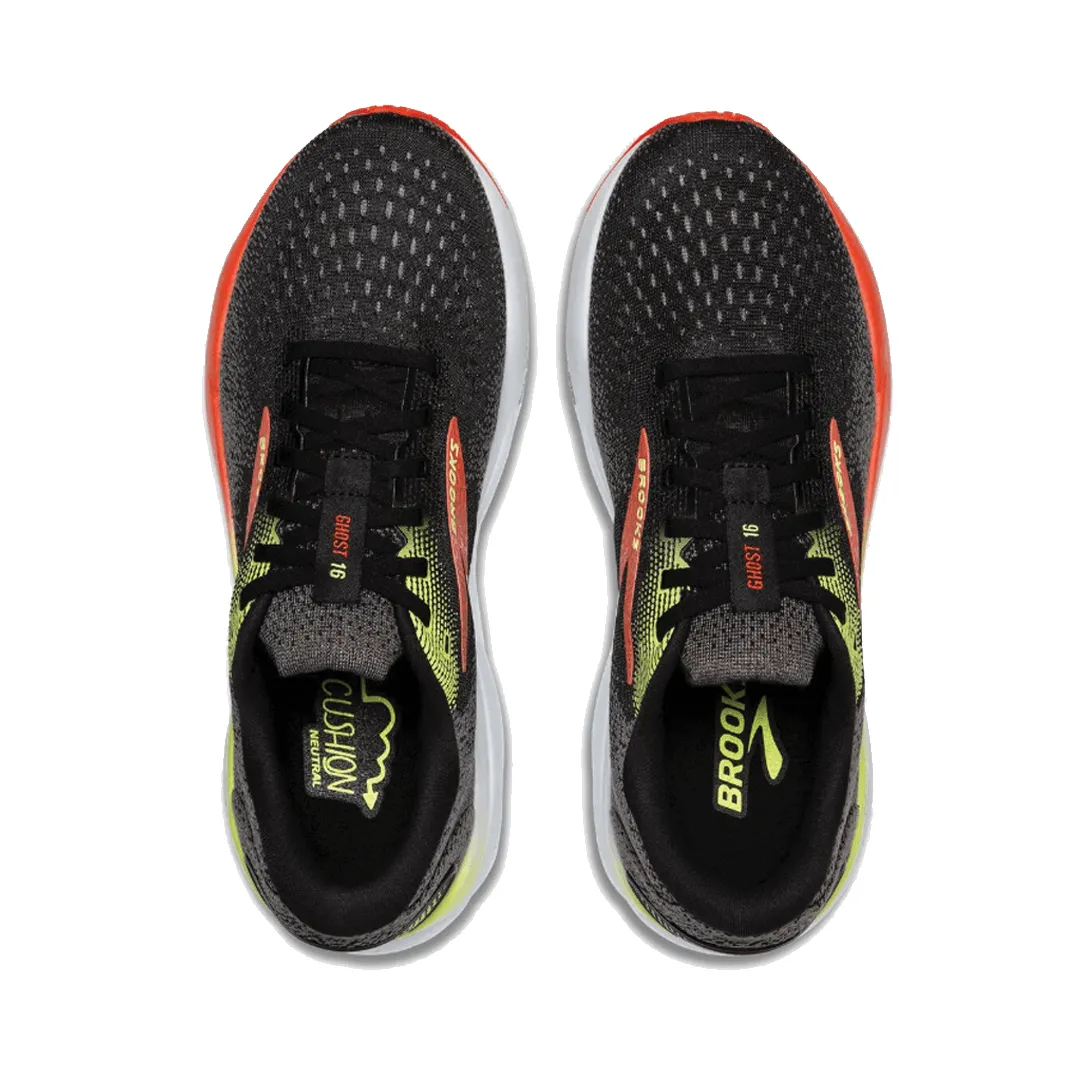 Men's Brooks Ghost 16 - AW24 - Black/Manderin Red/Green (Wide 2E Width)