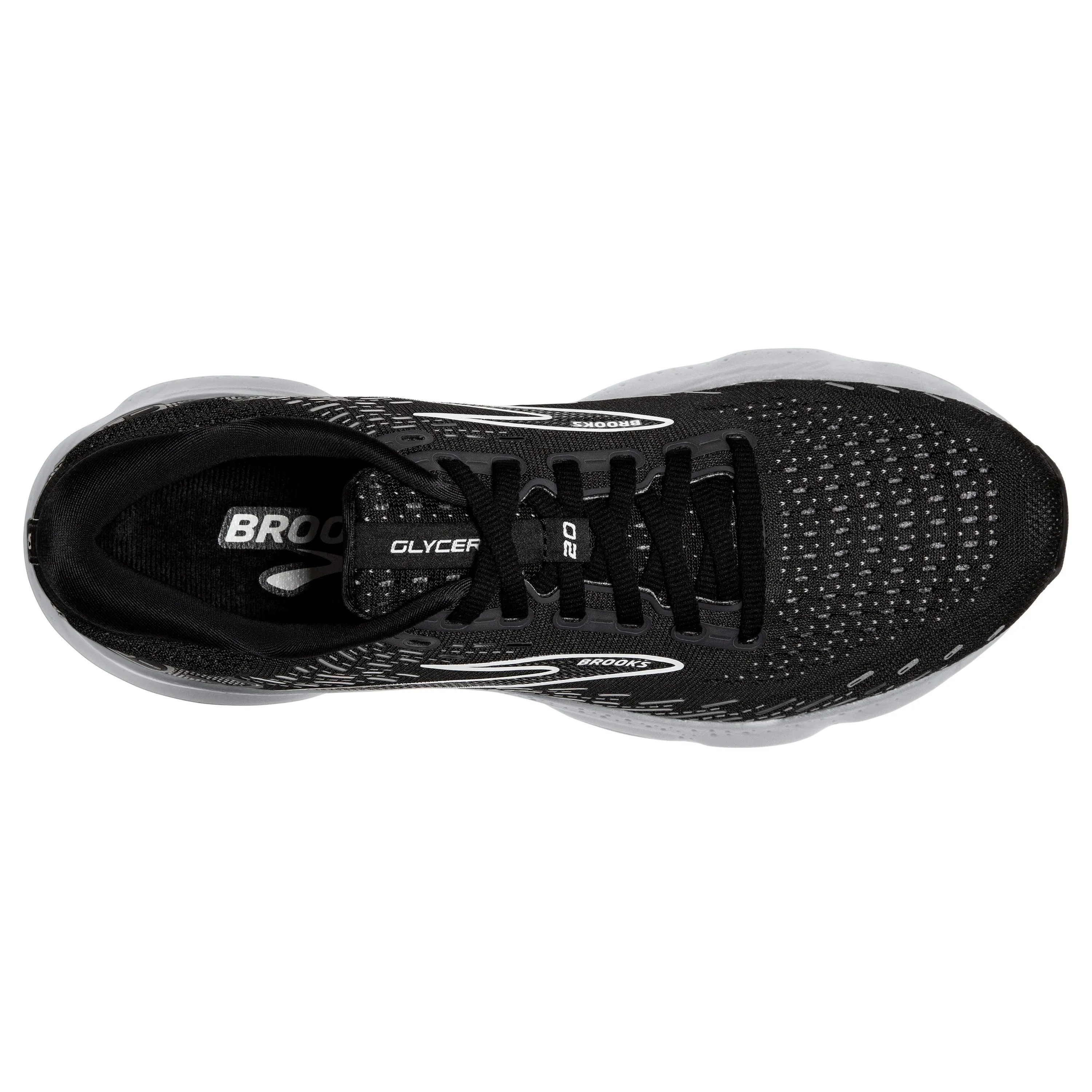 Men's Brooks Glycerin 20 Color: Black/White/ Alloy (WIDE WIDTH)