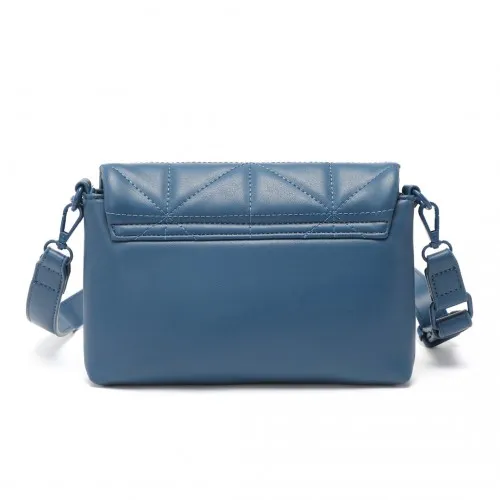 Miss Lulu Chic Quilted Shoulder Bag with Chain Strap - Elegant Blue Women's Tote