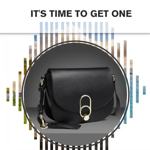 Miss Lulu Cross Body Saddle Bag - Black | Premium PU Leather & Durable Hardware