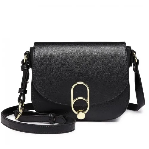 Miss Lulu Cross Body Saddle Bag - Black | Premium PU Leather & Durable Hardware