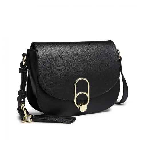 Miss Lulu Cross Body Saddle Bag - Black | Premium PU Leather & Durable Hardware