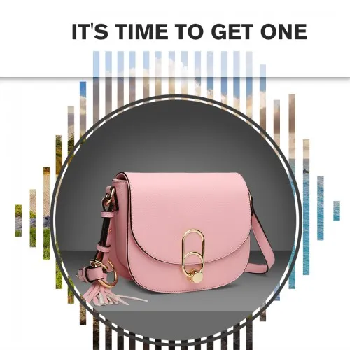 Miss Lulu Cross Body Saddle Bag - Pink | High Quality PU Leather | Elegant & Durable