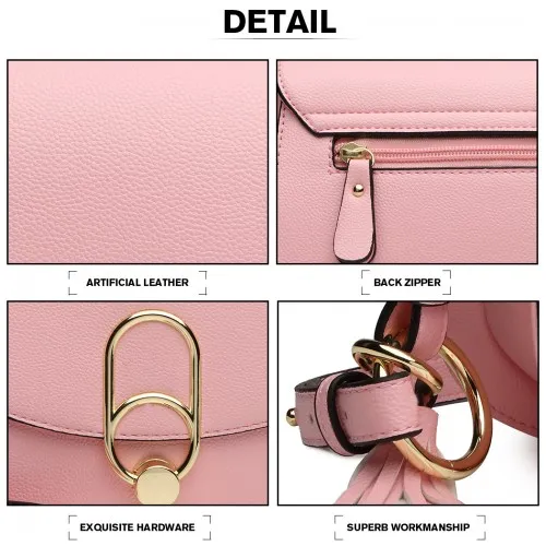 Miss Lulu Cross Body Saddle Bag - Pink | High Quality PU Leather | Elegant & Durable