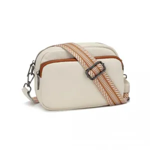 Miss Lulu Elegant Genuine Leather Crossbody Shoulder Bag - Beige and Brown | Stylish & Durable Women's Handbag