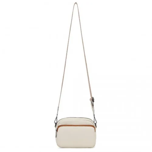 Miss Lulu Elegant Genuine Leather Crossbody Shoulder Bag - Beige and Brown | Stylish & Durable Women's Handbag