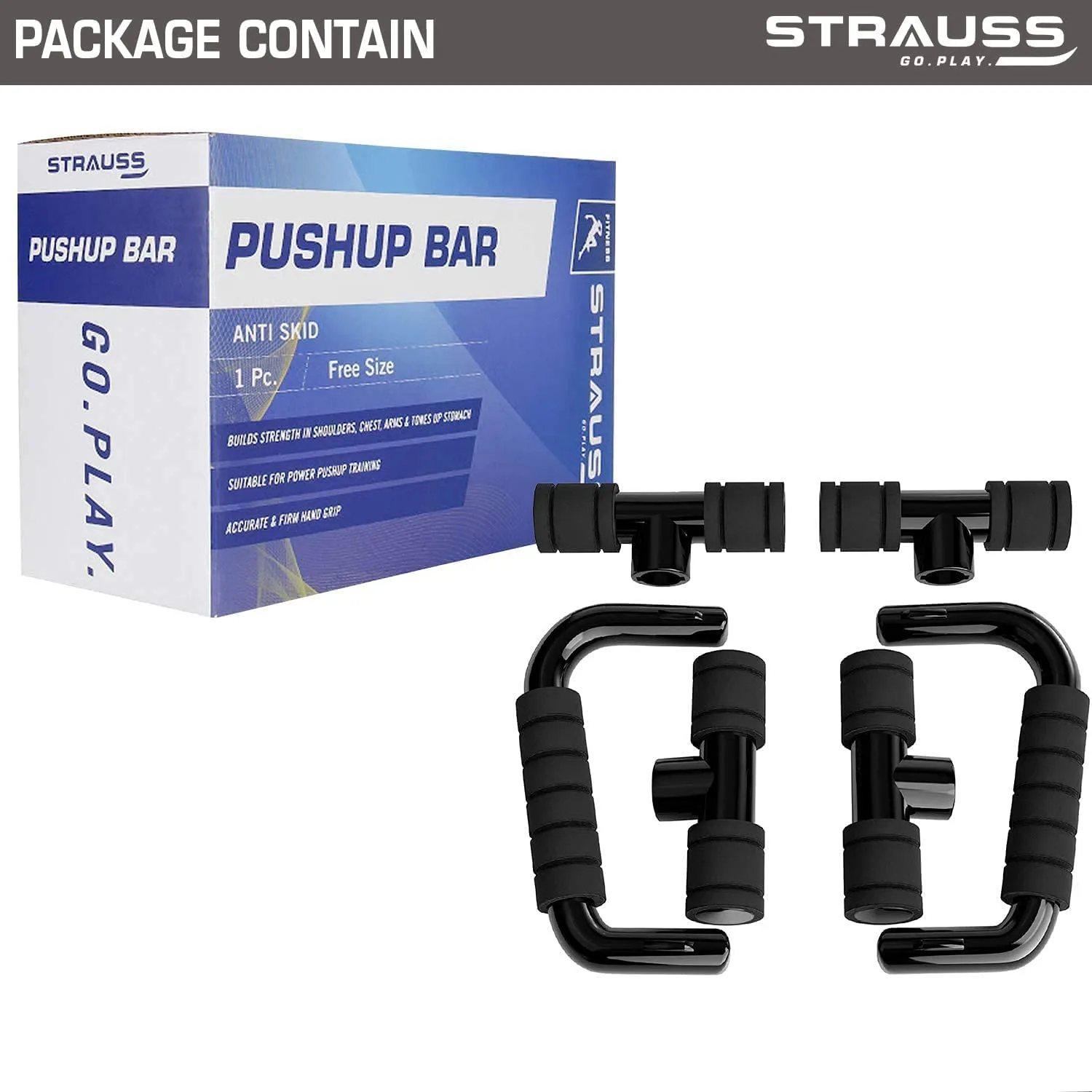 Moto Push Up Bar | Push Up Stand |Push Ups Equipment for Chest Press (Pack of 2)