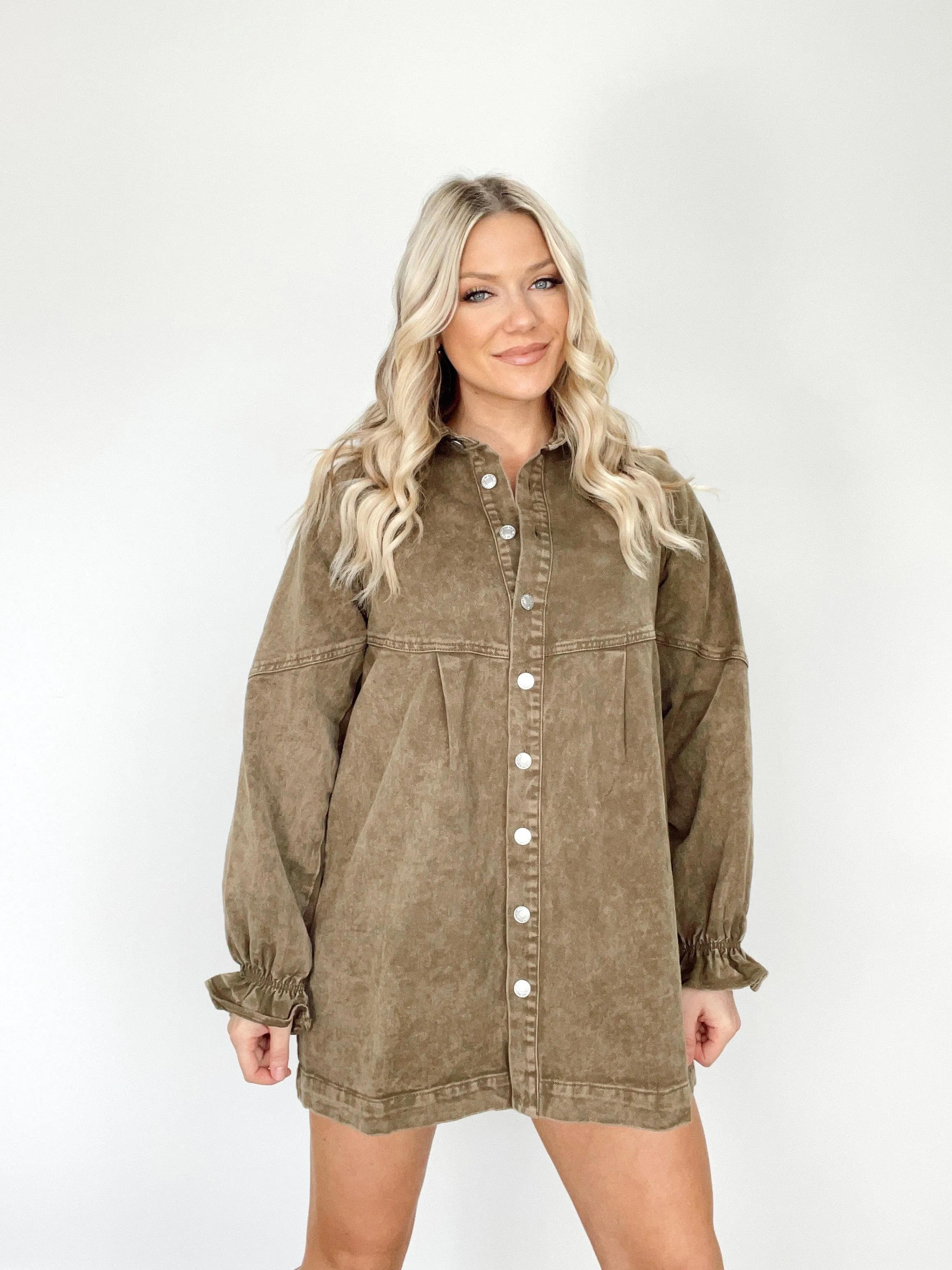 Olive Denim Tunic Dress