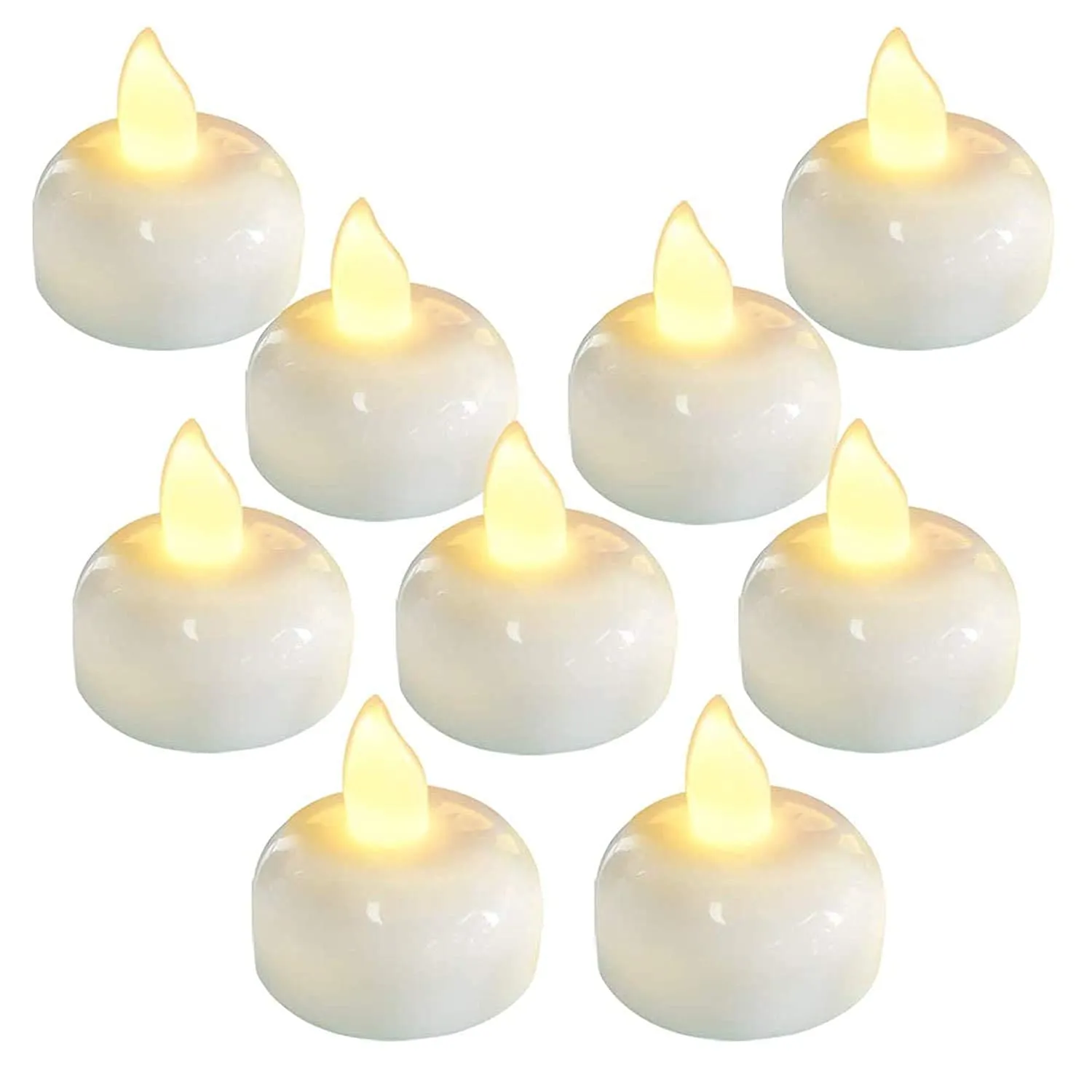 PUNZONE Electric Flameless Floating Candles - Water Sensor Floating Tealights Set, Battery Powered Tealight for Wedding/Party/Candle Light Dinner/Room Décor (Warm White) - Pack of 12