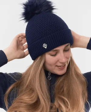 PURE GOLF Suzie Waterproof Lined Bobble Hat Navy