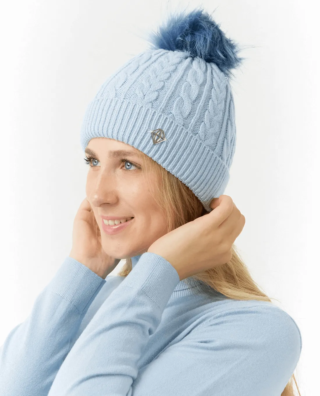 PURE GOLF Suzie Waterproof Lined Bobble Hat Powder Blue