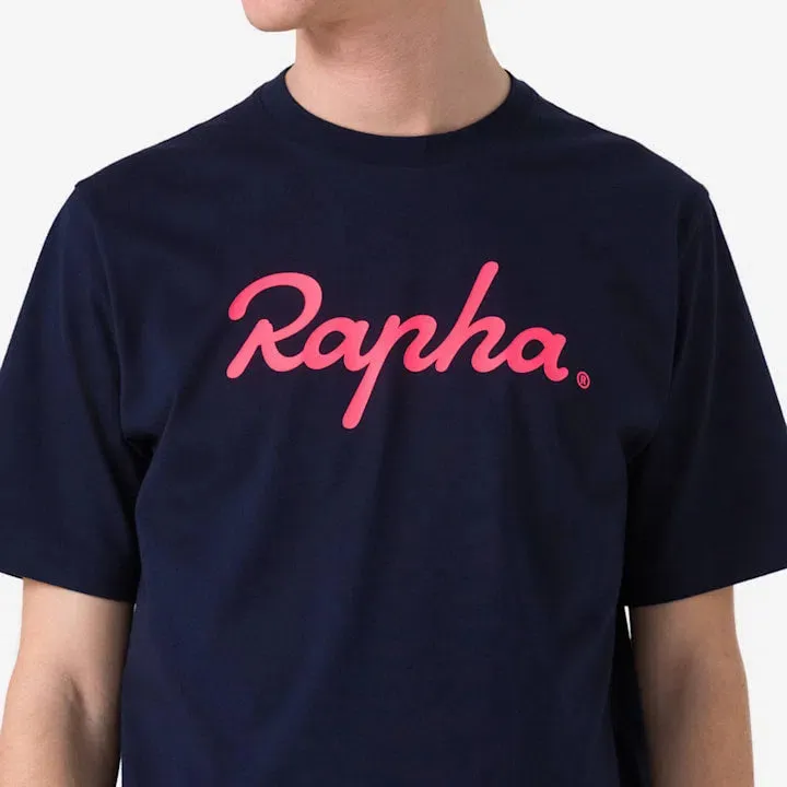 RAPHA Cotton T-Shirt Large Logo - DNP/Dark Navy/Hi Vis Pink