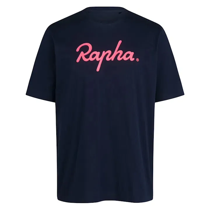 RAPHA Cotton T-Shirt Large Logo - DNP/Dark Navy/Hi Vis Pink