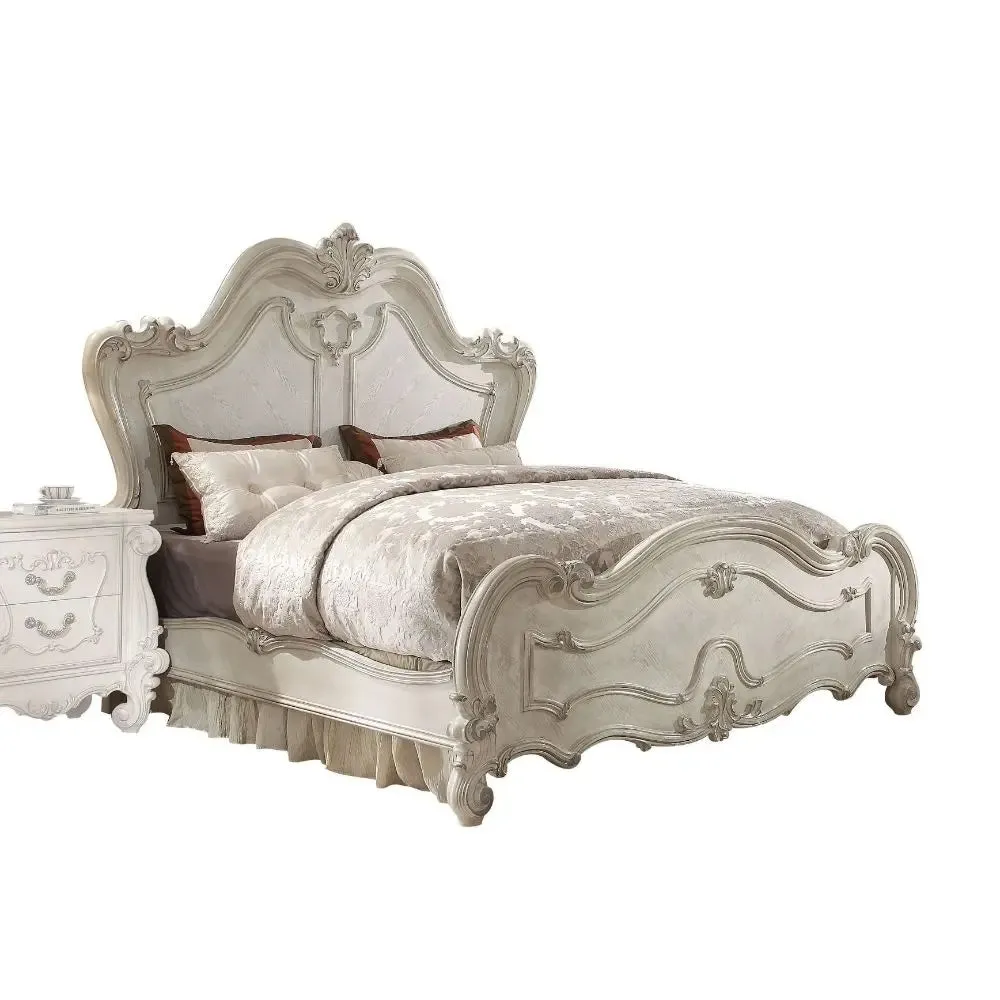 Ronald Wooden Headboard Queen Bed, White