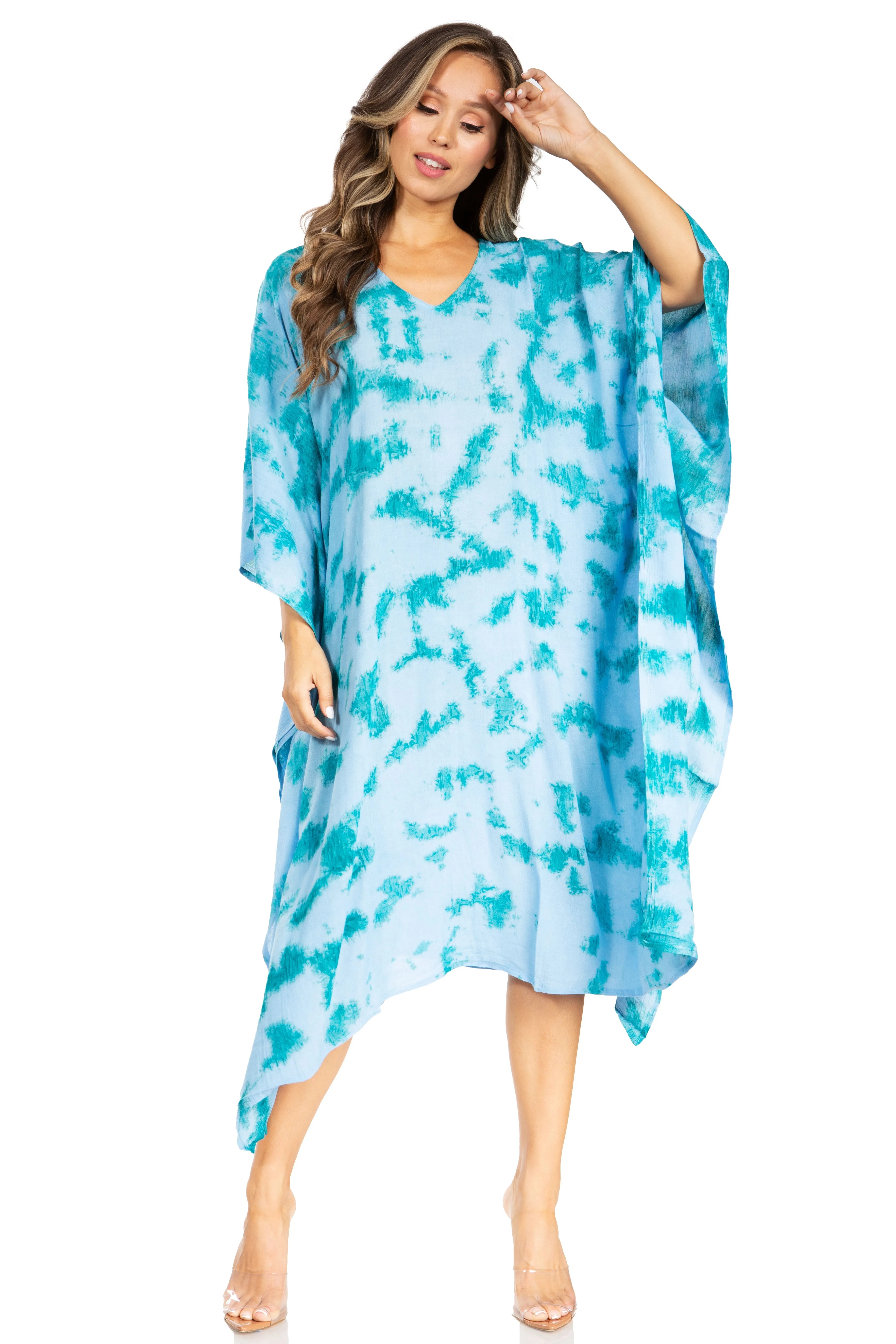 Sakkas Clementine Women's Tie Dye Caftan Dress/Cover Up Beach Kaftan Boho Summer