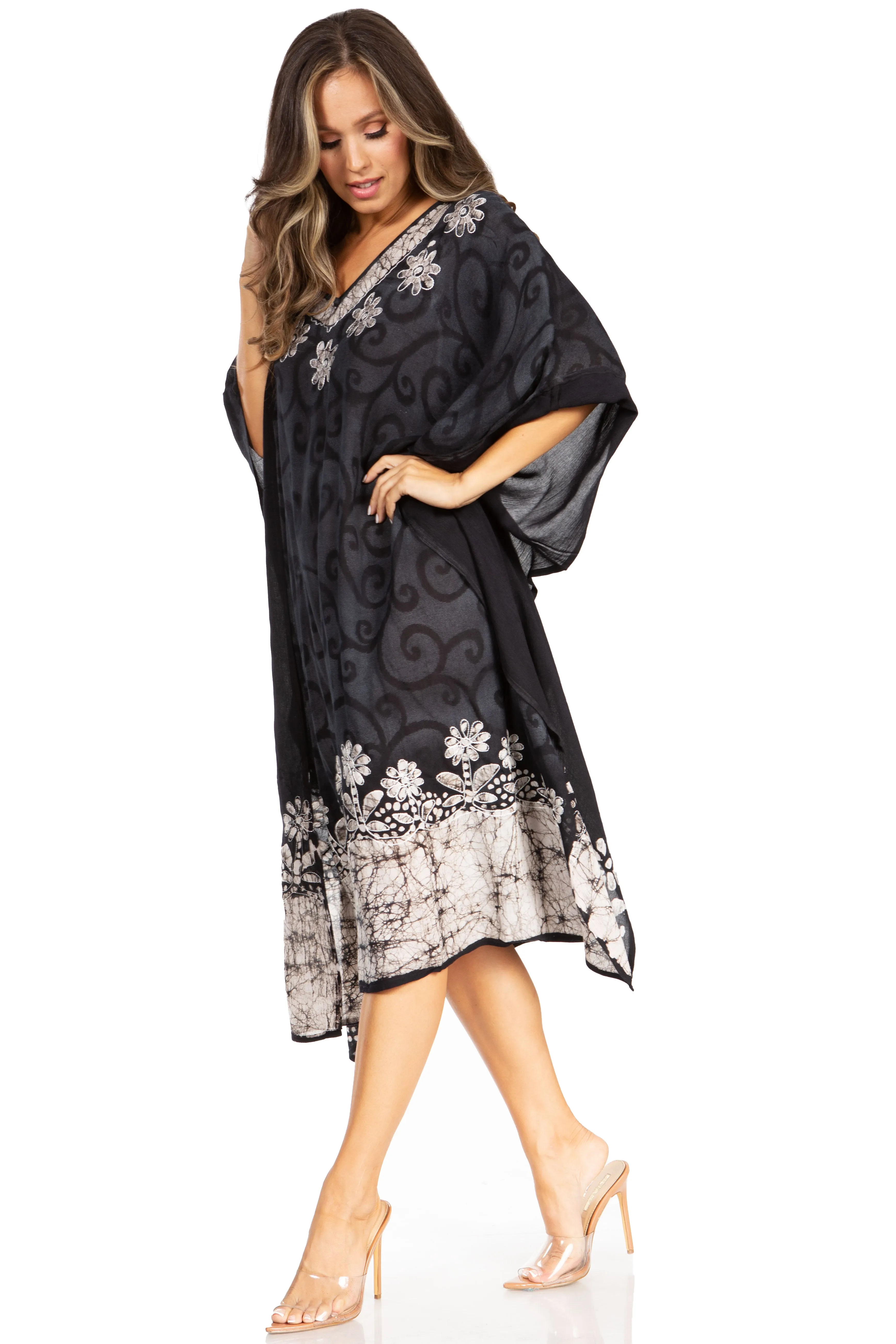 Sakkas Clementine Women's Tie Dye Caftan Dress/Cover Up Beach Kaftan Boho Summer