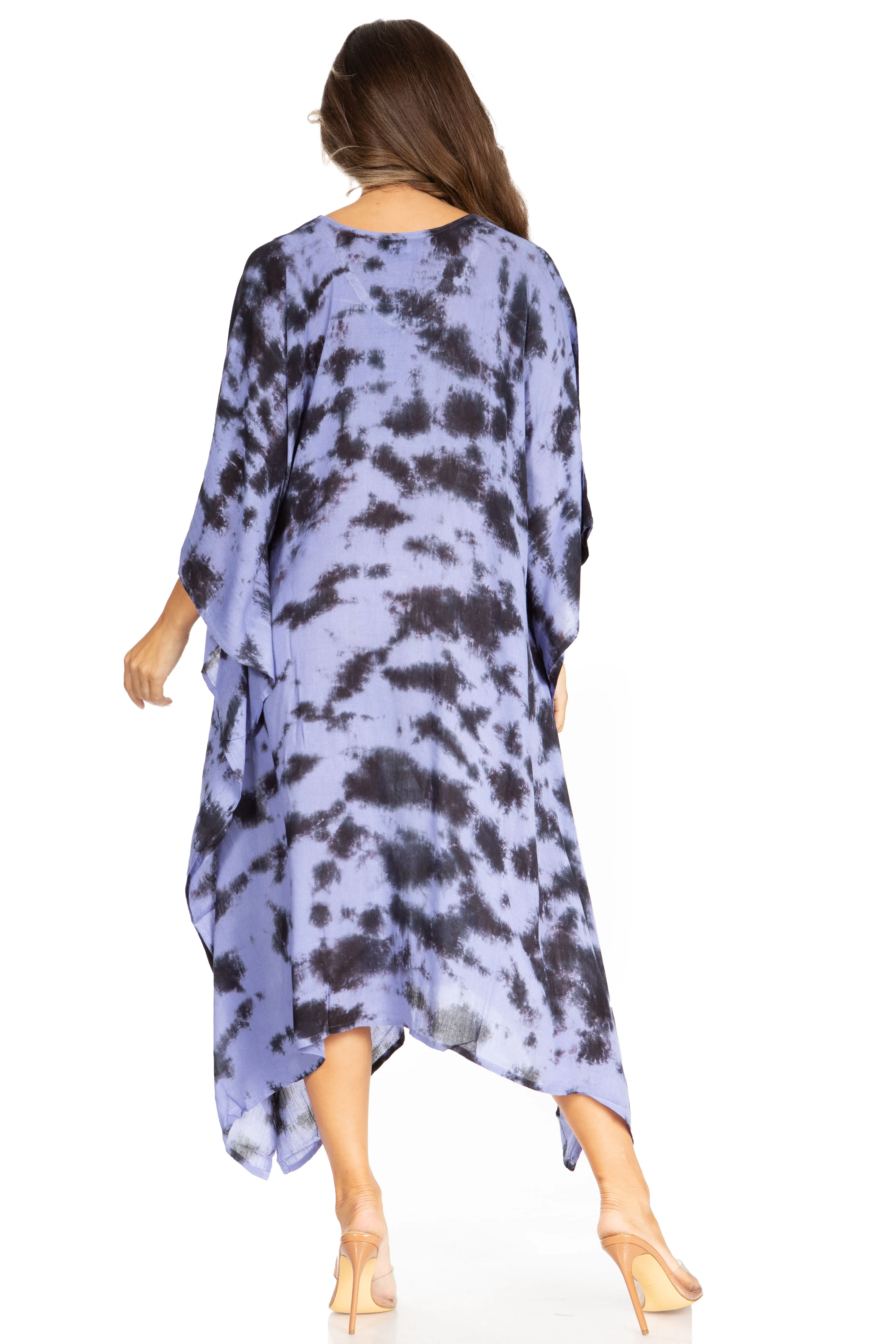 Sakkas Clementine Women's Tie Dye Caftan Dress/Cover Up Beach Kaftan Boho Summer