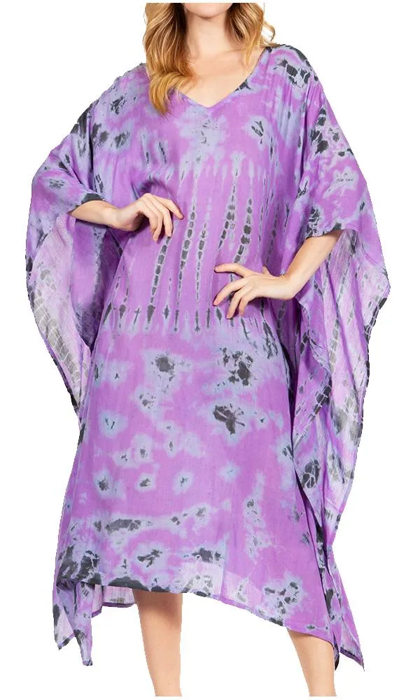 Sakkas Clementine Women's Tie Dye Caftan Dress/Cover Up Beach Kaftan Boho Summer