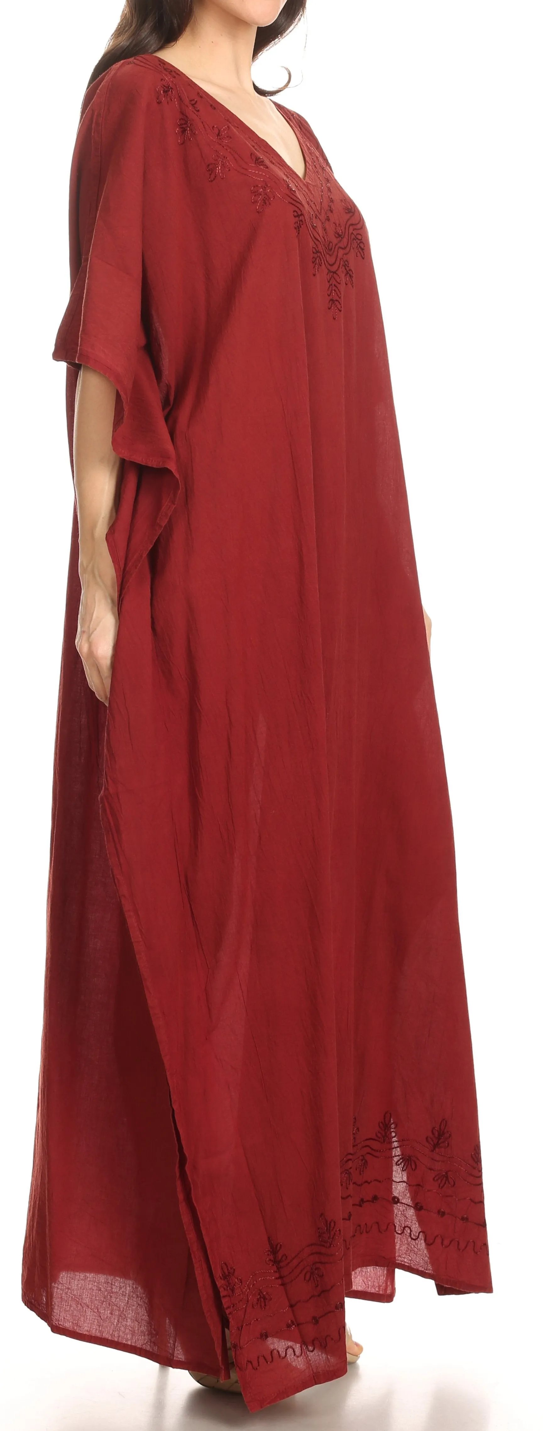 Sakkas Favi Womens Casual Long Maxi Dress Caftan Cover Up Loungewear in Rayon