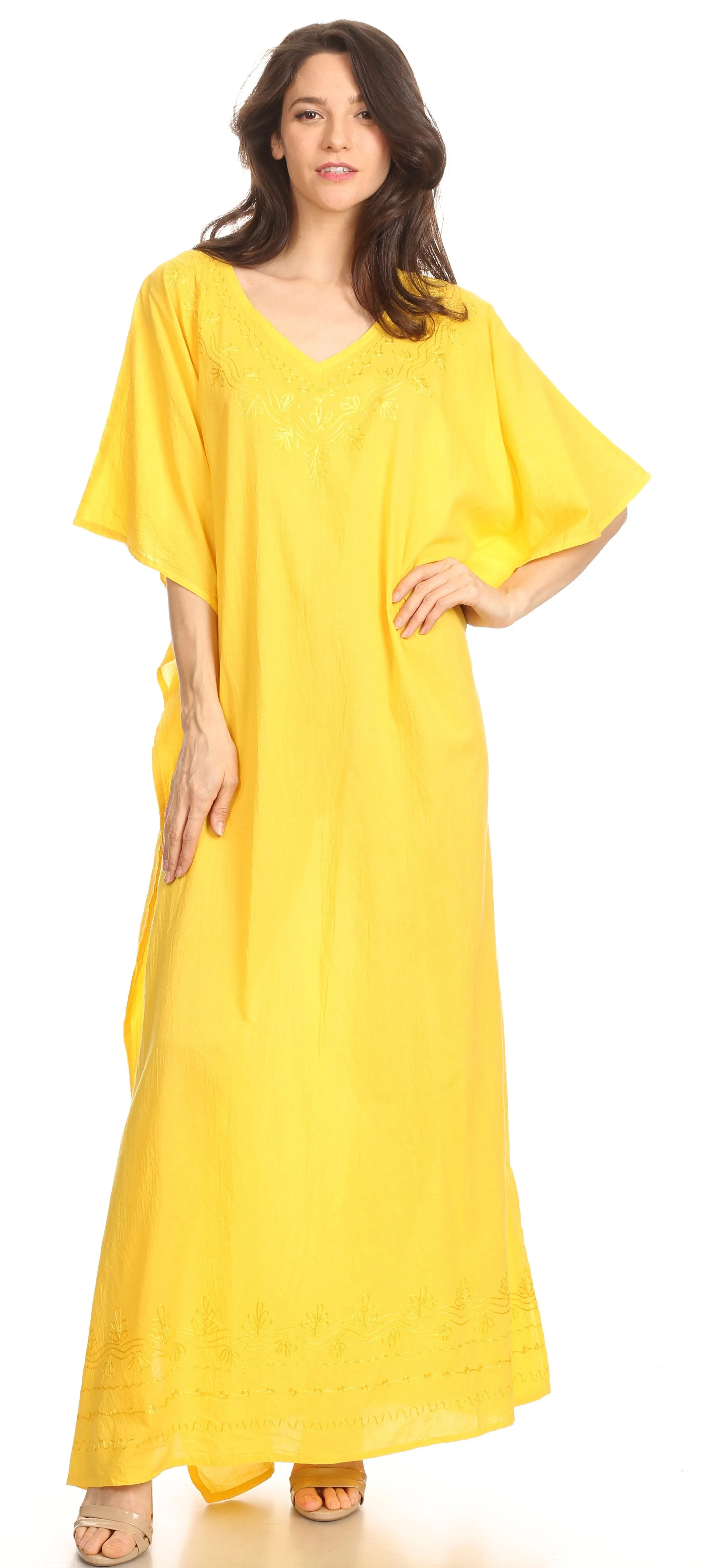 Sakkas Favi Womens Casual Long Maxi Dress Caftan Cover Up Loungewear in Rayon