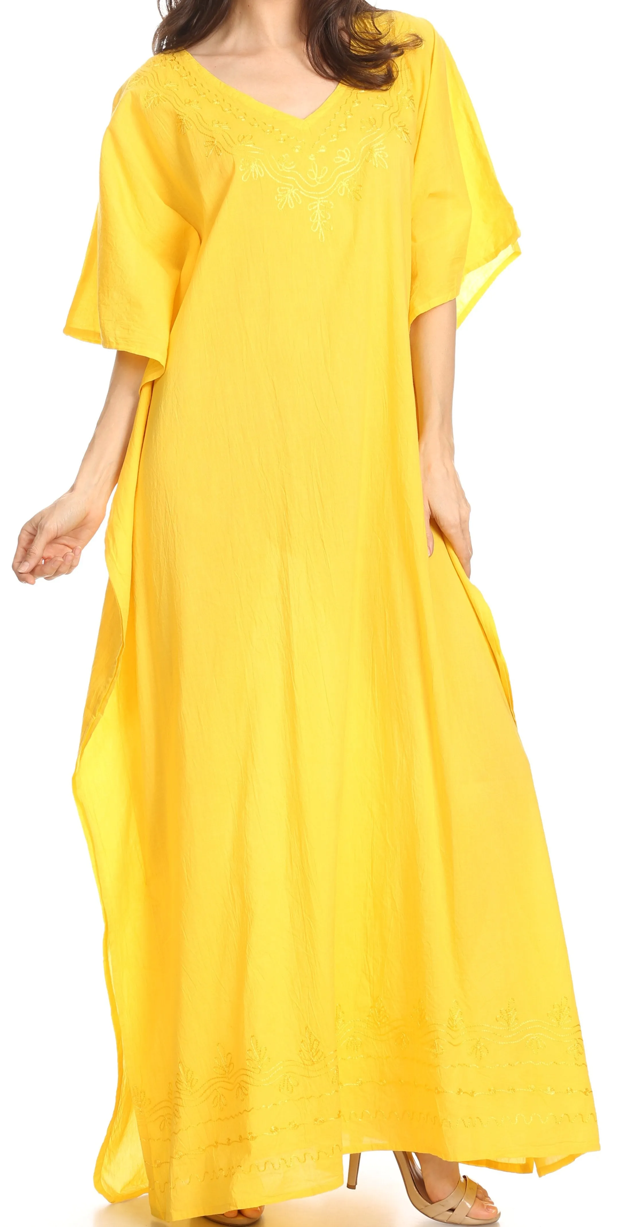 Sakkas Favi Womens Casual Long Maxi Dress Caftan Cover Up Loungewear in Rayon