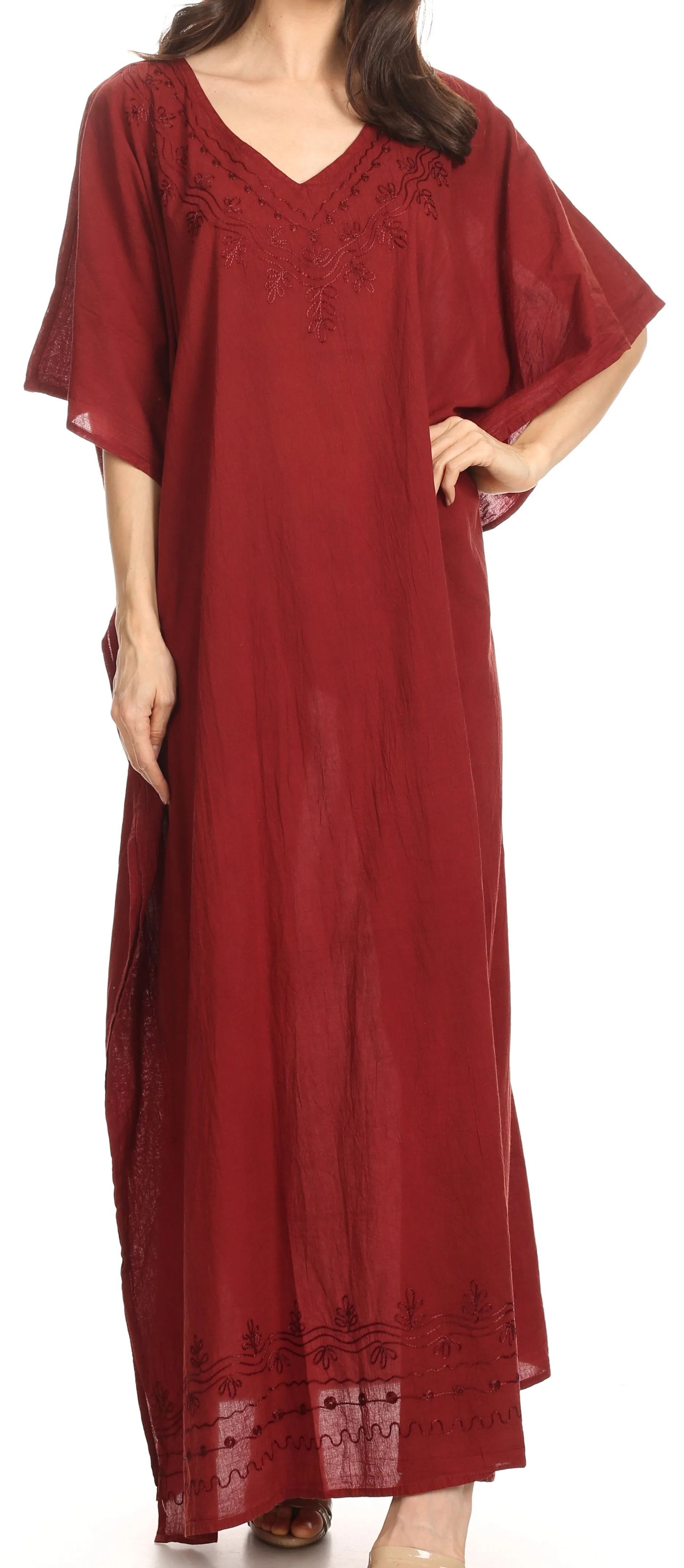 Sakkas Favi Womens Casual Long Maxi Dress Caftan Cover Up Loungewear in Rayon