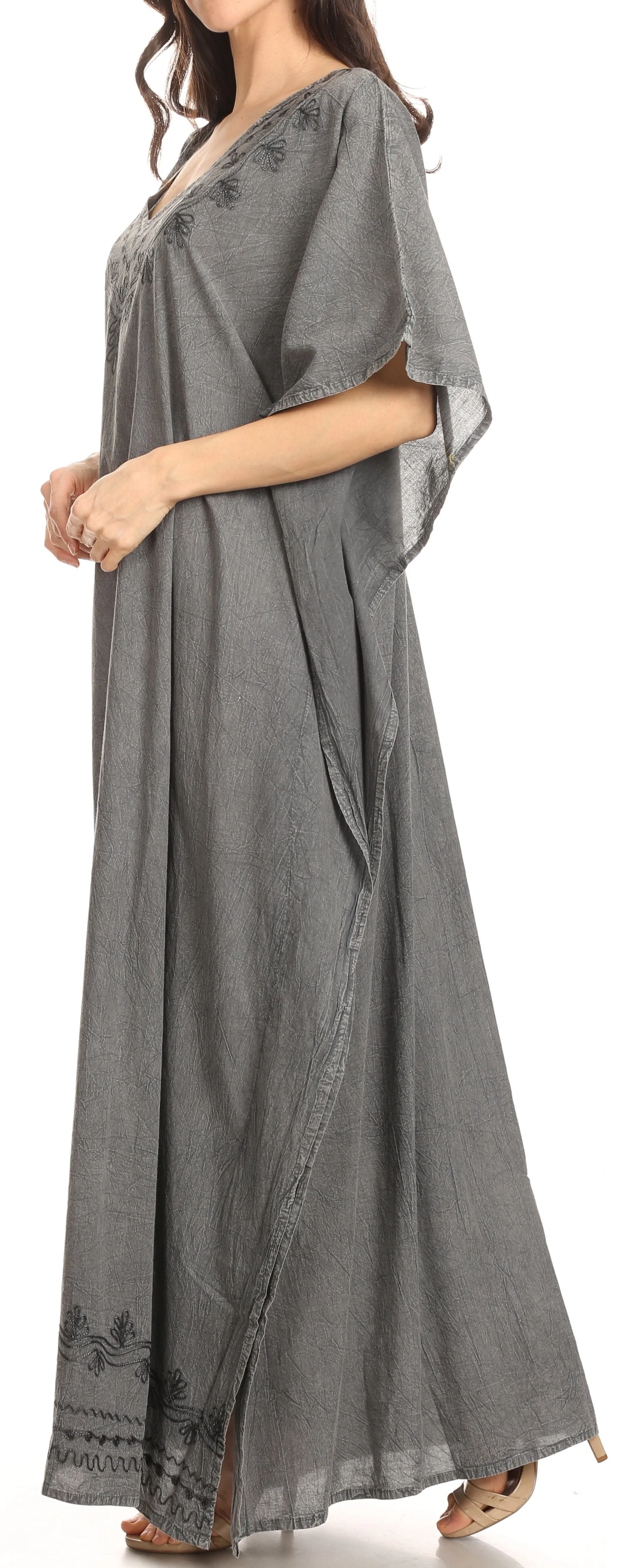 Sakkas Favi Womens Casual Long Maxi Dress Caftan Cover Up Loungewear in Rayon