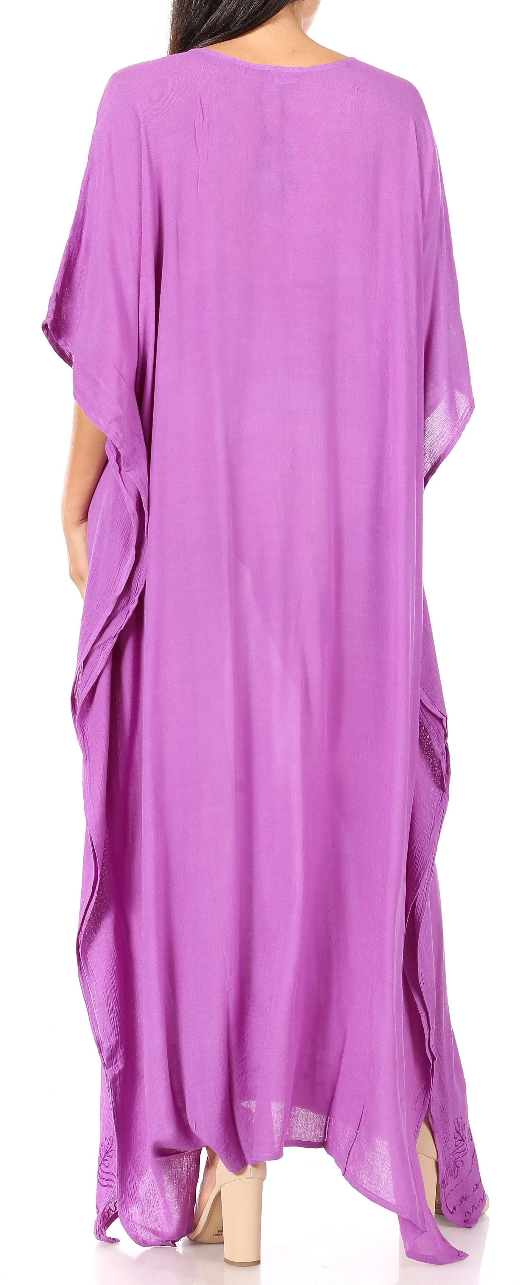 Sakkas Favi Womens Casual Long Maxi Dress Caftan Cover Up Loungewear in Rayon