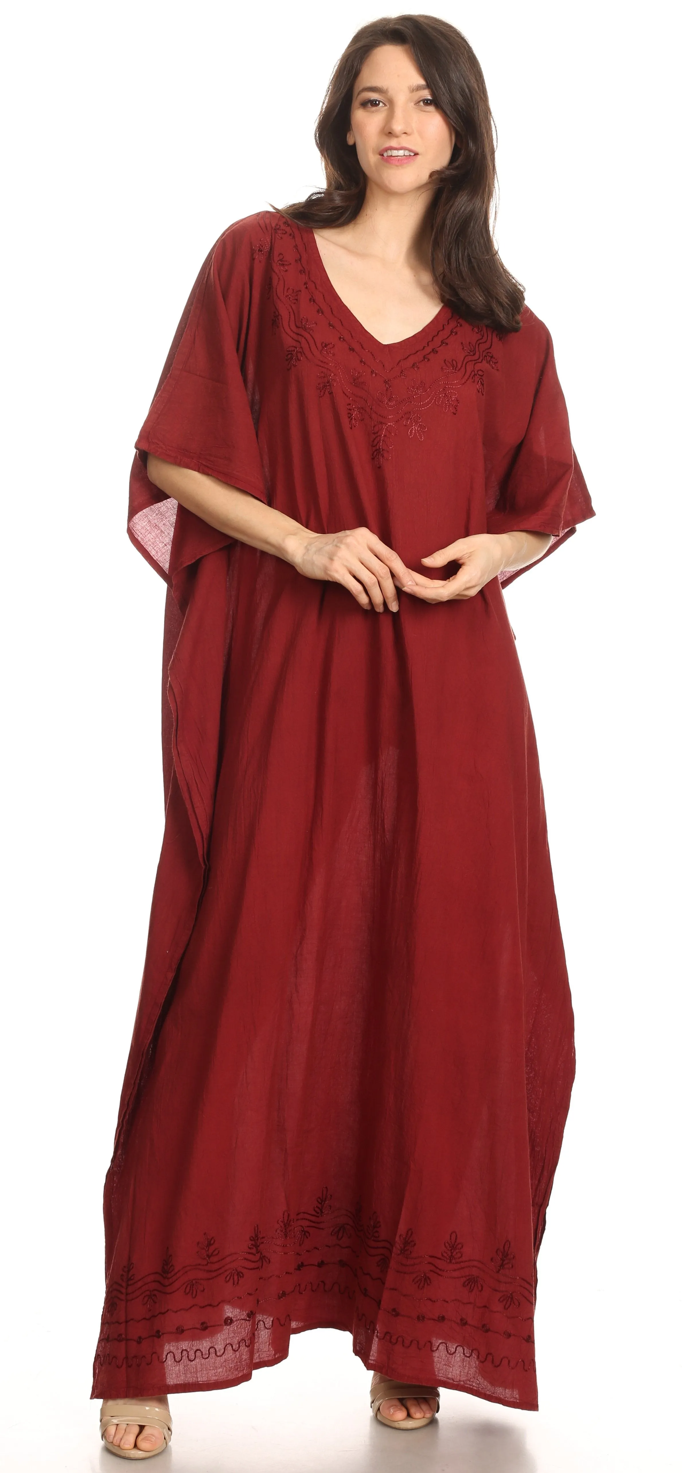 Sakkas Favi Womens Casual Long Maxi Dress Caftan Cover Up Loungewear in Rayon