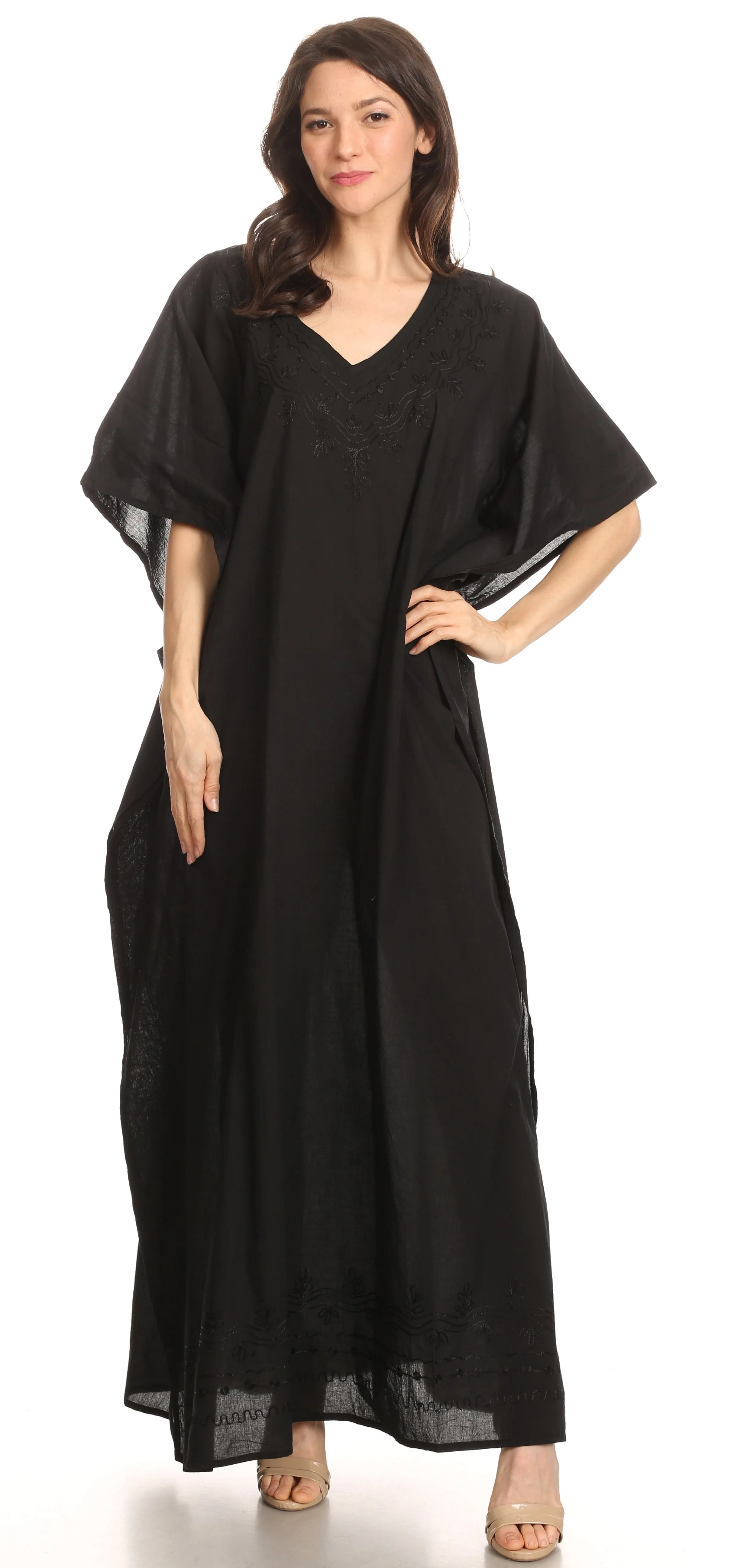 Sakkas Favi Womens Casual Long Maxi Dress Caftan Cover Up Loungewear in Rayon