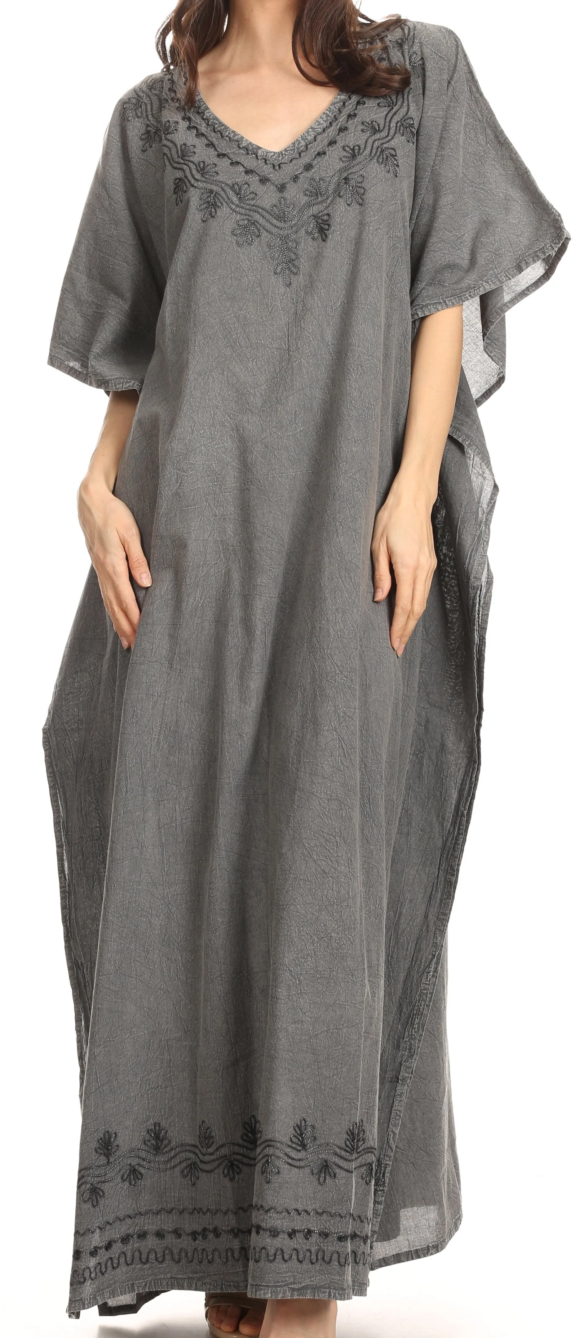 Sakkas Favi Womens Casual Long Maxi Dress Caftan Cover Up Loungewear in Rayon