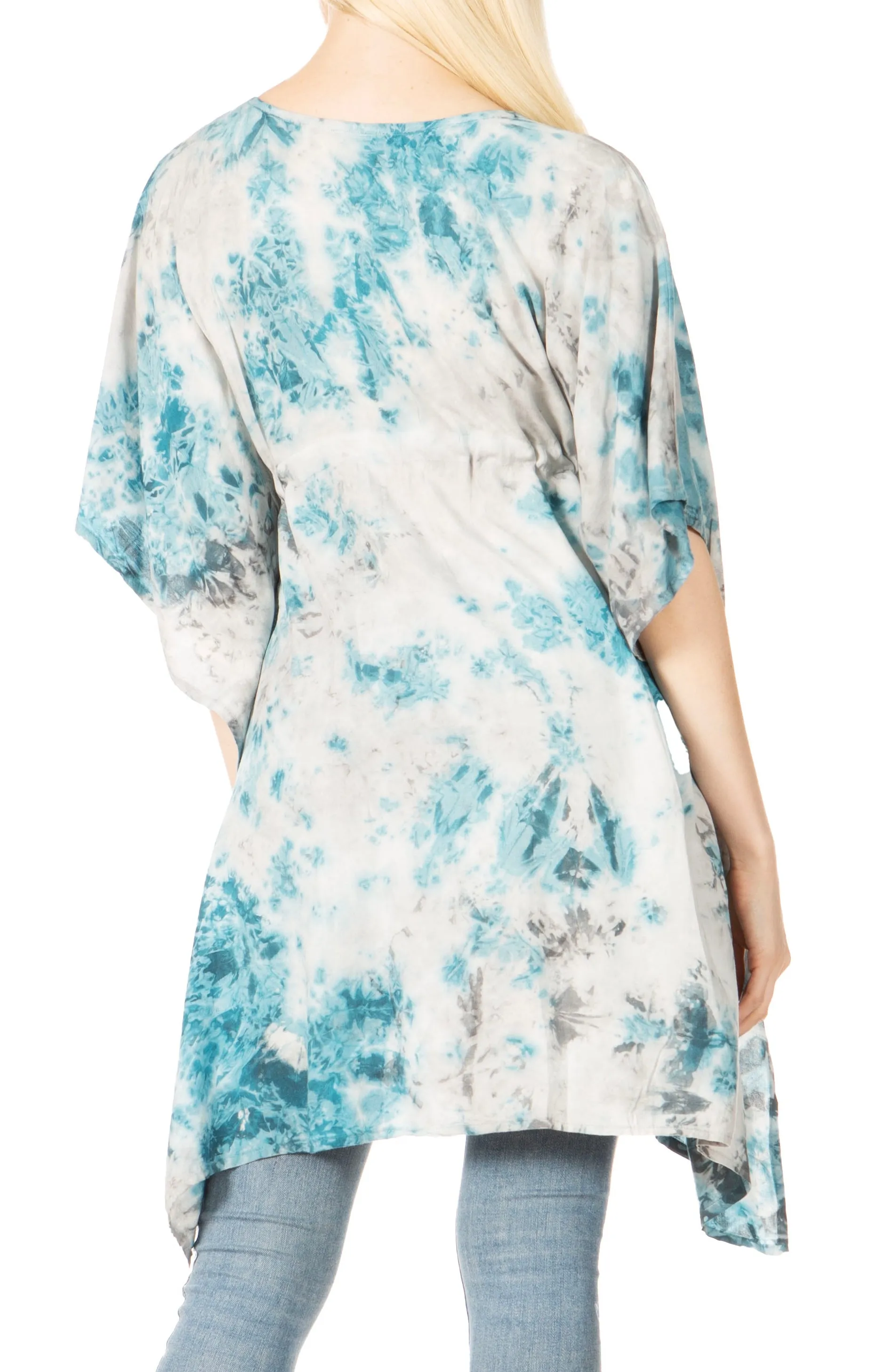 Sakkas Marcy Women's V-neck Caftan Top Tunic Dress - Perfect for Summer Boho Style & Swinging Coverup