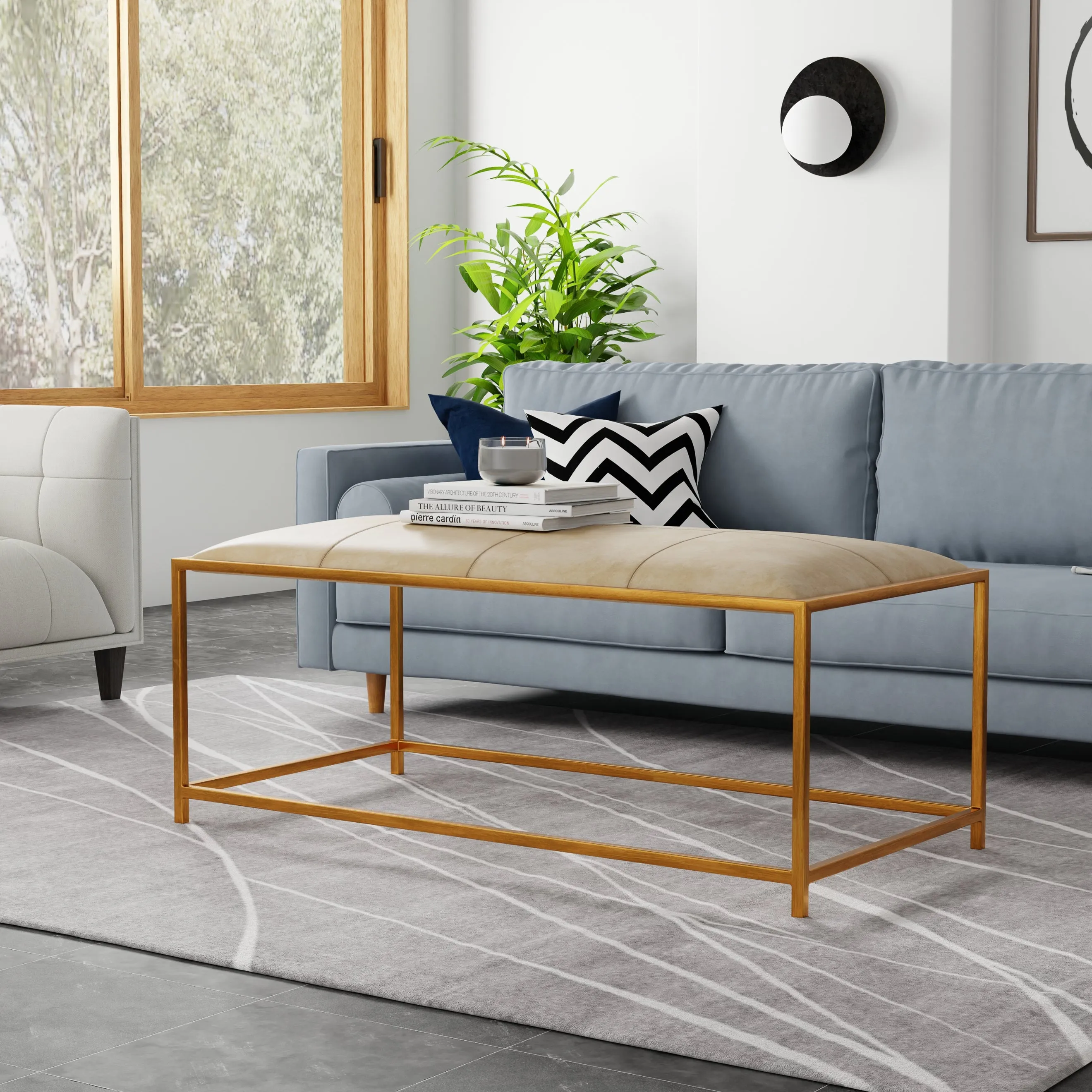 Sarreid - Montvale Coffee Table/Bench - Beige - Contemporary