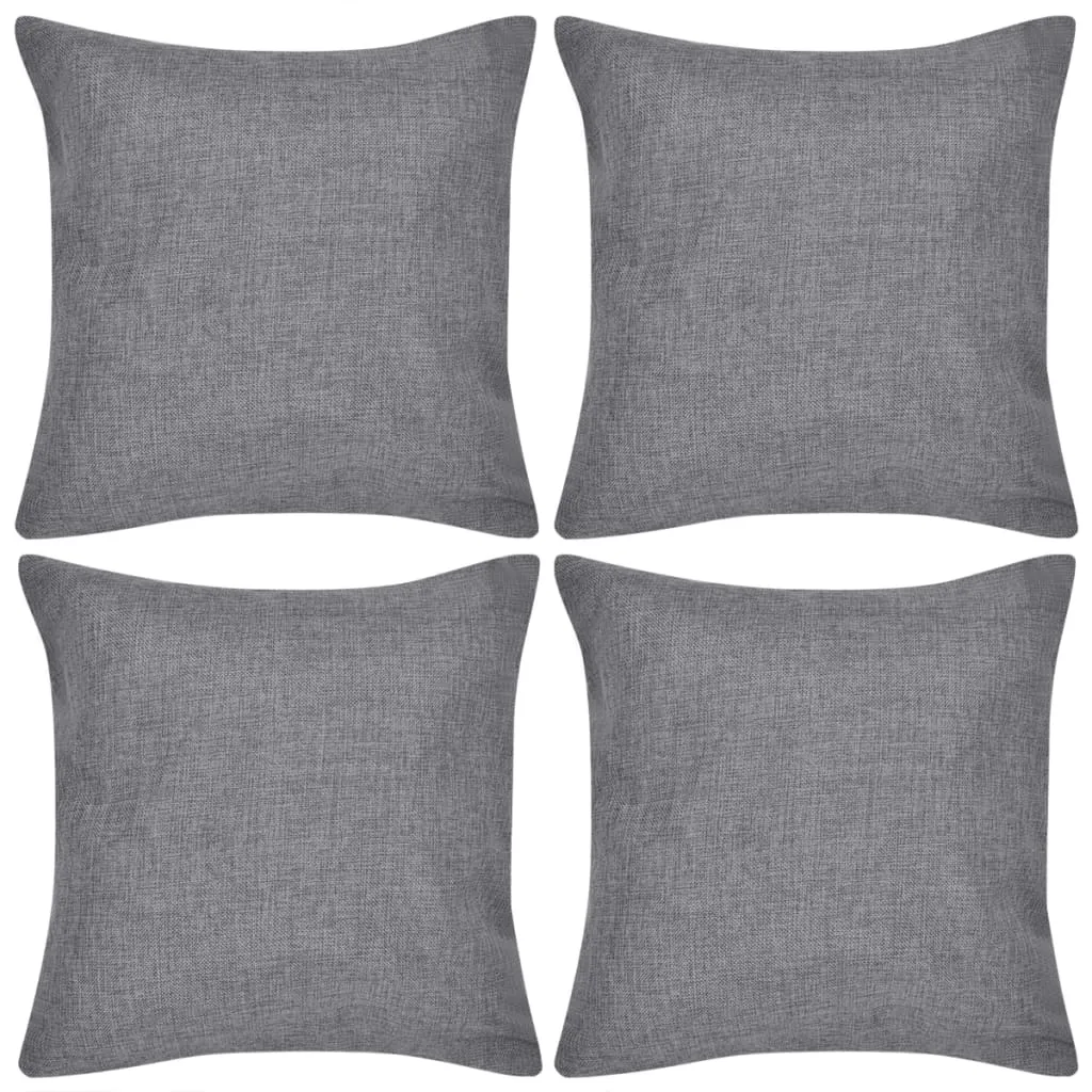 Set of 4 Anthracite Linen-look Cushion Covers 40 x 40 cm - Stylish & Comfortable