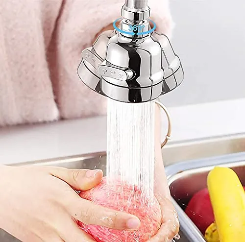 SHIDHMI Movable Kitchen Sink Aerator - 360° Rotatable Faucet Sprayer Head Replacement for Kitchen, Anti-Splash Tap Aerator Faucet with 3 Modes Adjustment