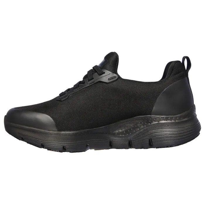 Skechers Arch Fit Slip Resistant Virmical Black Slip On Trainer 108023