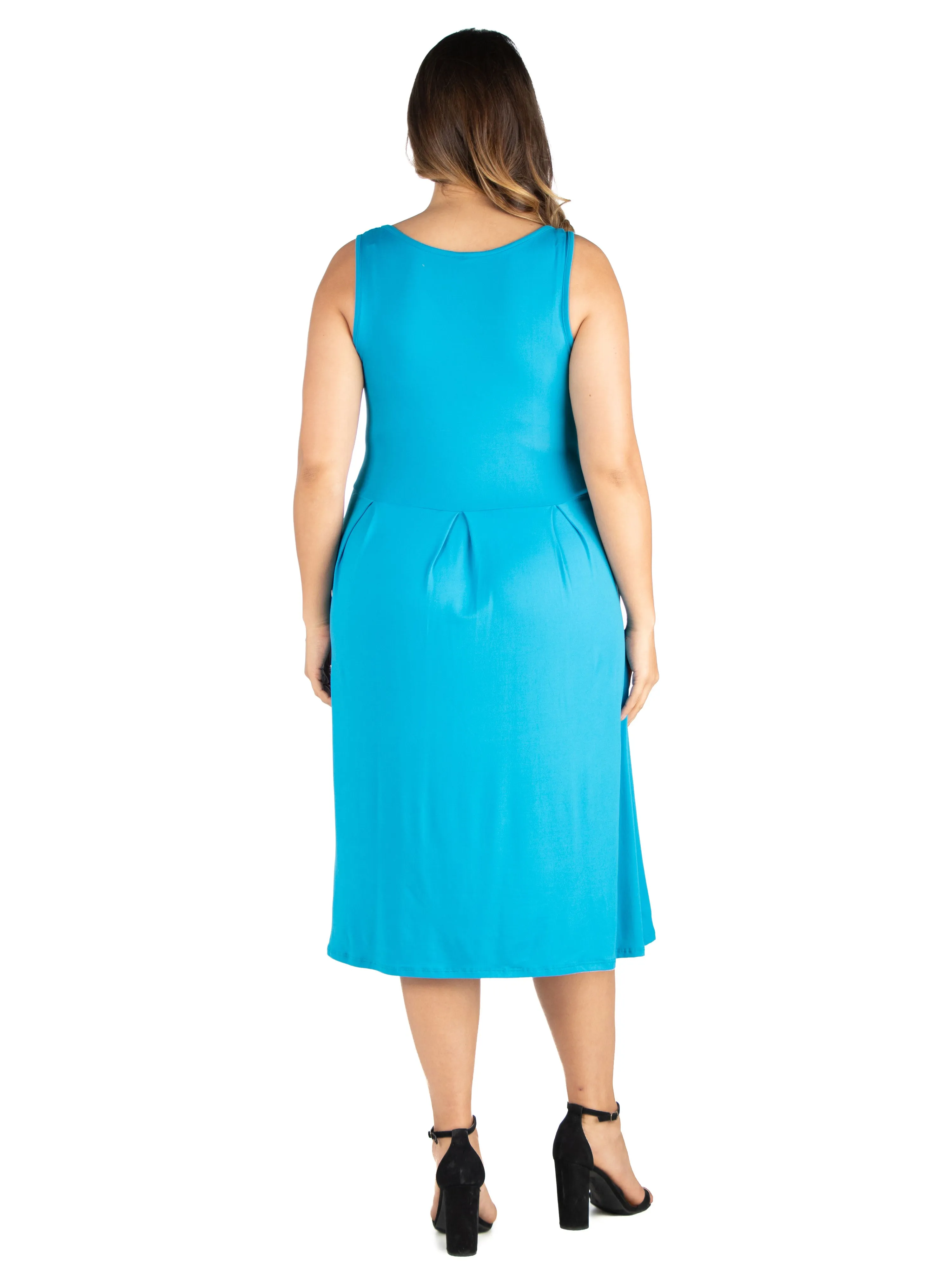 Sleeveless Midi Plus Size Fit and Flare Pocket Dress