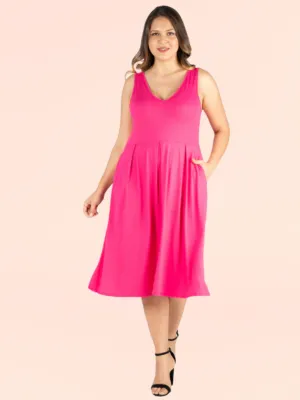 Sleeveless Midi Plus Size Fit and Flare Pocket Dress