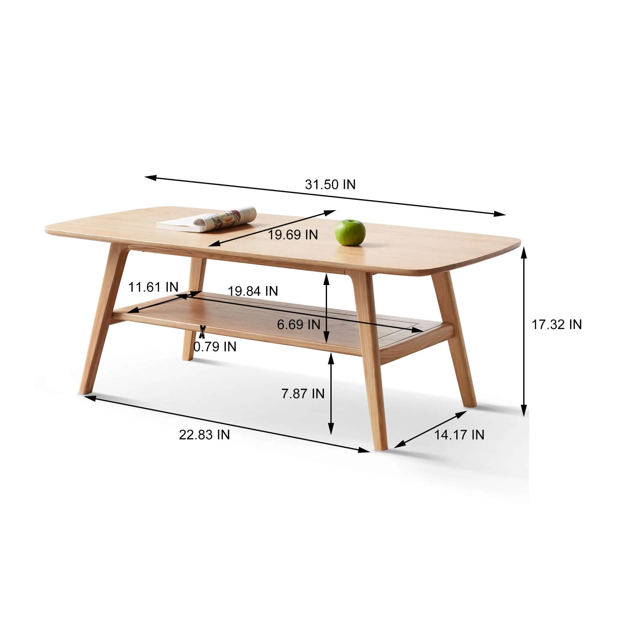 Solid Oak Low Table Natural wood Compact & Durable Desk