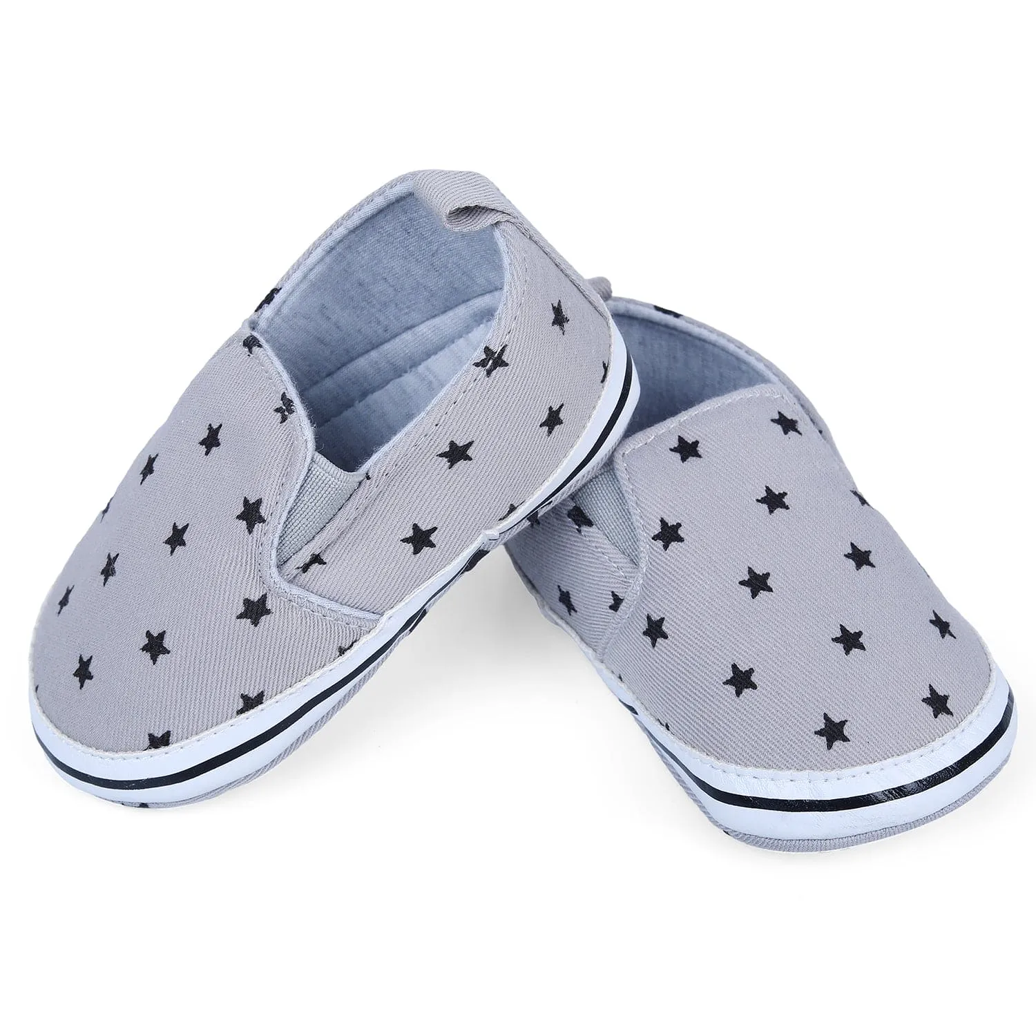 Star Casual Sneakers Soft Sole Anti-Skid Slip-On Booties - Grey