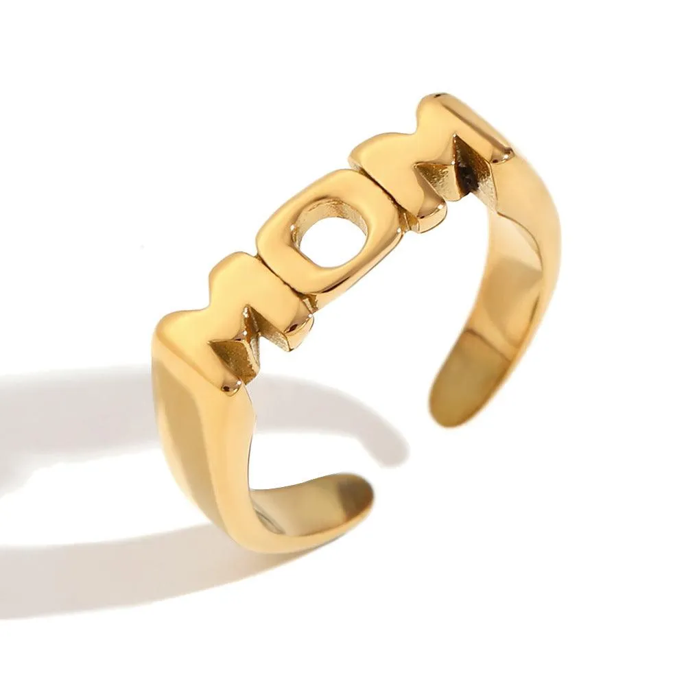 Stylish MOM Celebration Ring – Gold & Silver with Shimmering Accents