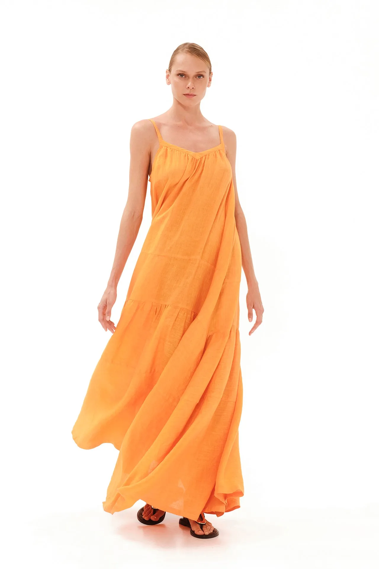 Tank Linen Maxi Dress Orange