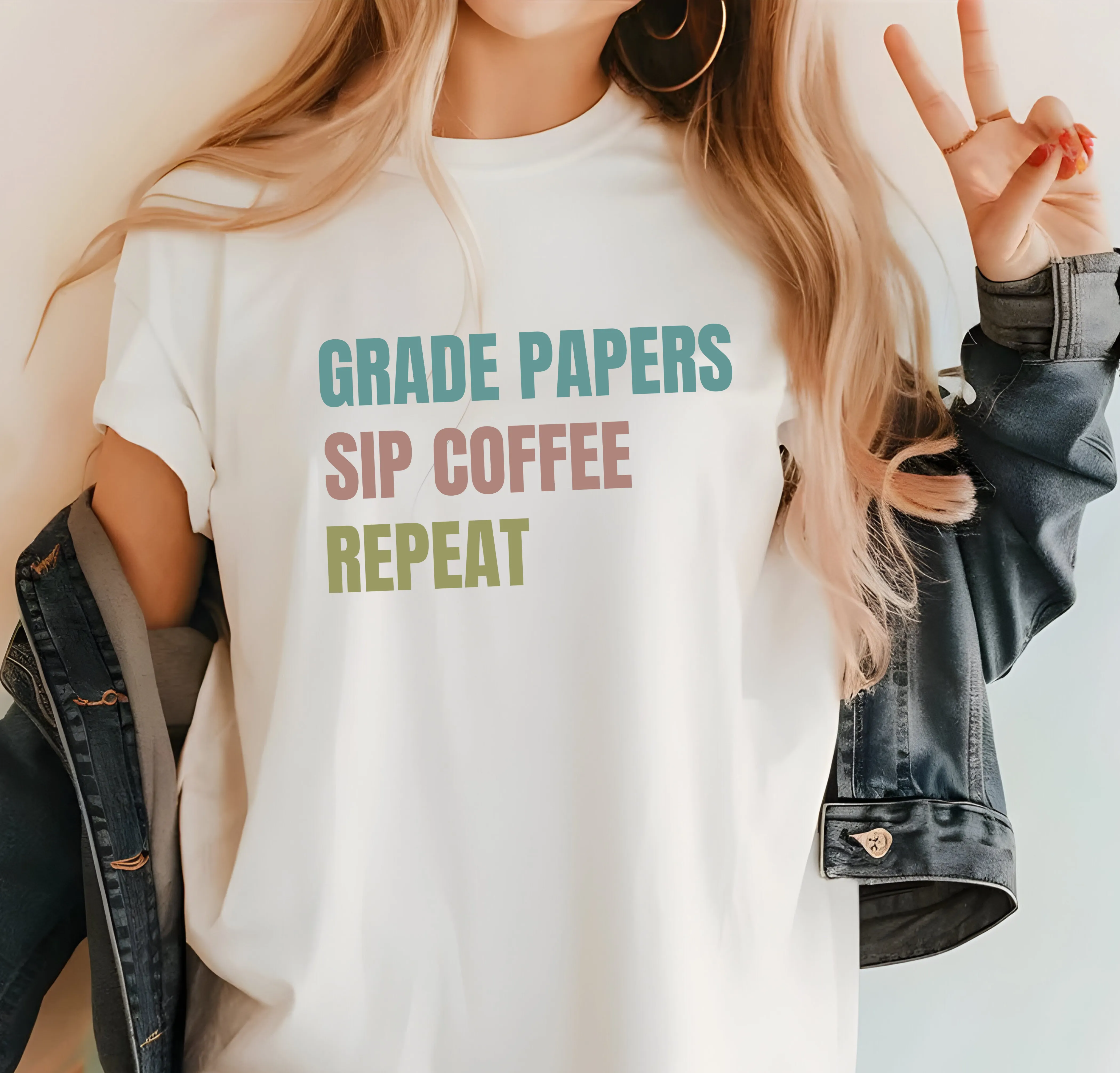 Teacher Shirt Grade Papers, Sip Coffee, Repeat