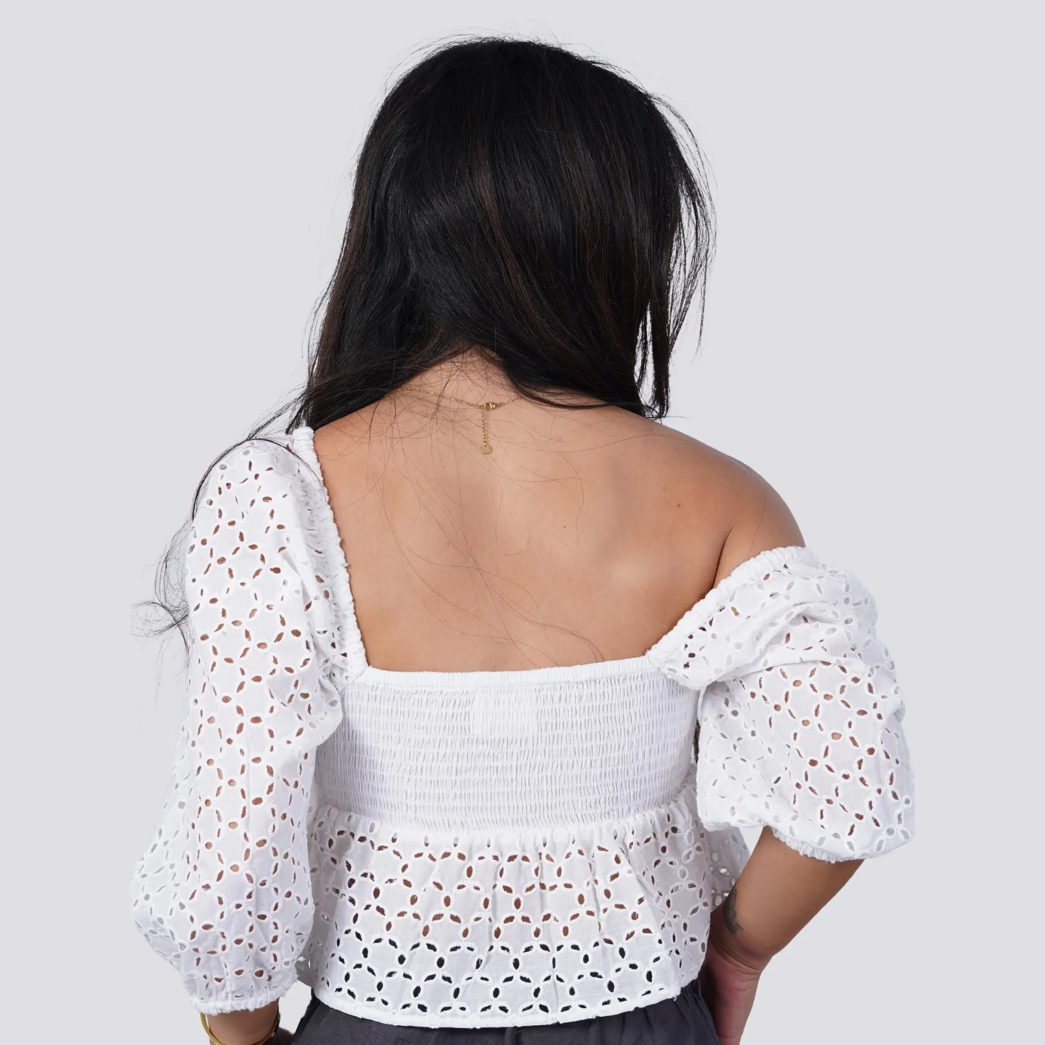 Timeless Allure Awaits: White Lace Whisper Blouse