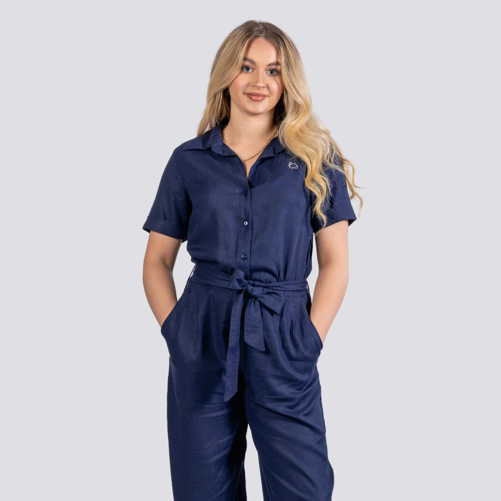 Timeless Tranquility: Eco-Friendly Midnight Jumpsuit for Women