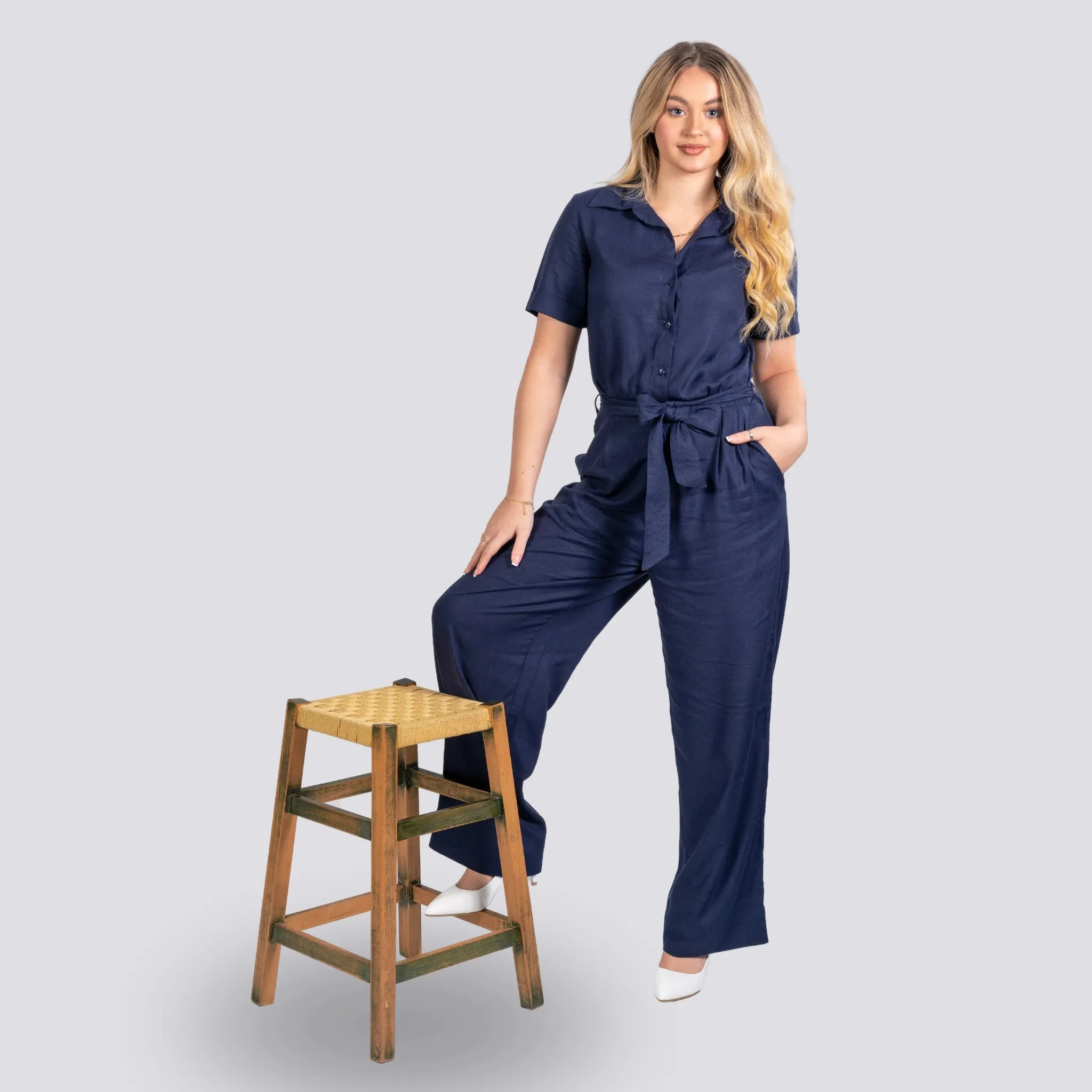 Timeless Tranquility: Eco-Friendly Midnight Jumpsuit for Women