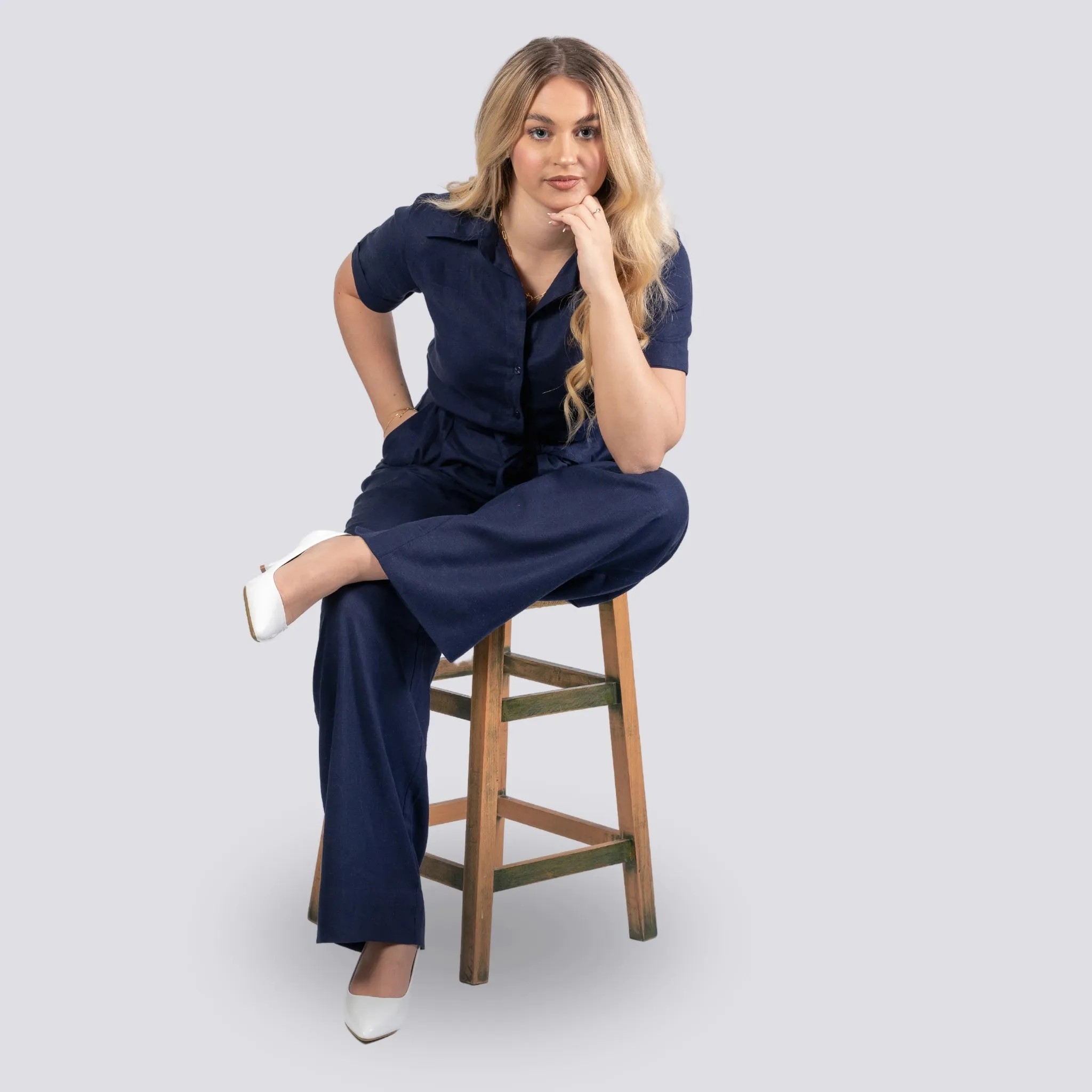 Timeless Tranquility: Eco-Friendly Midnight Jumpsuit for Women